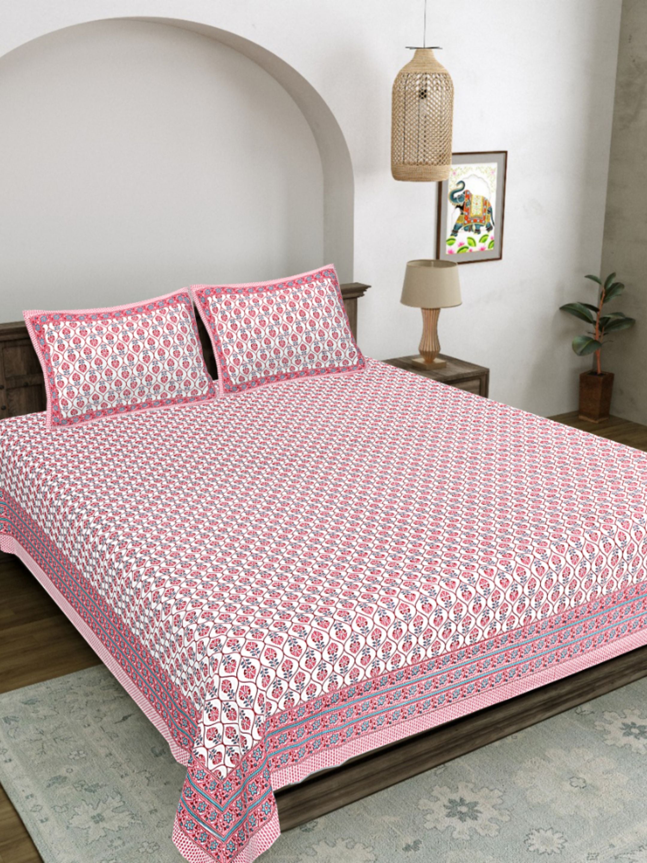 LIVING ROOTS PURE Cotton 1 SUPER King Size Bedsheet (8*8.6 Feet)  with 2 Pillow Cover (03-31-573-C)