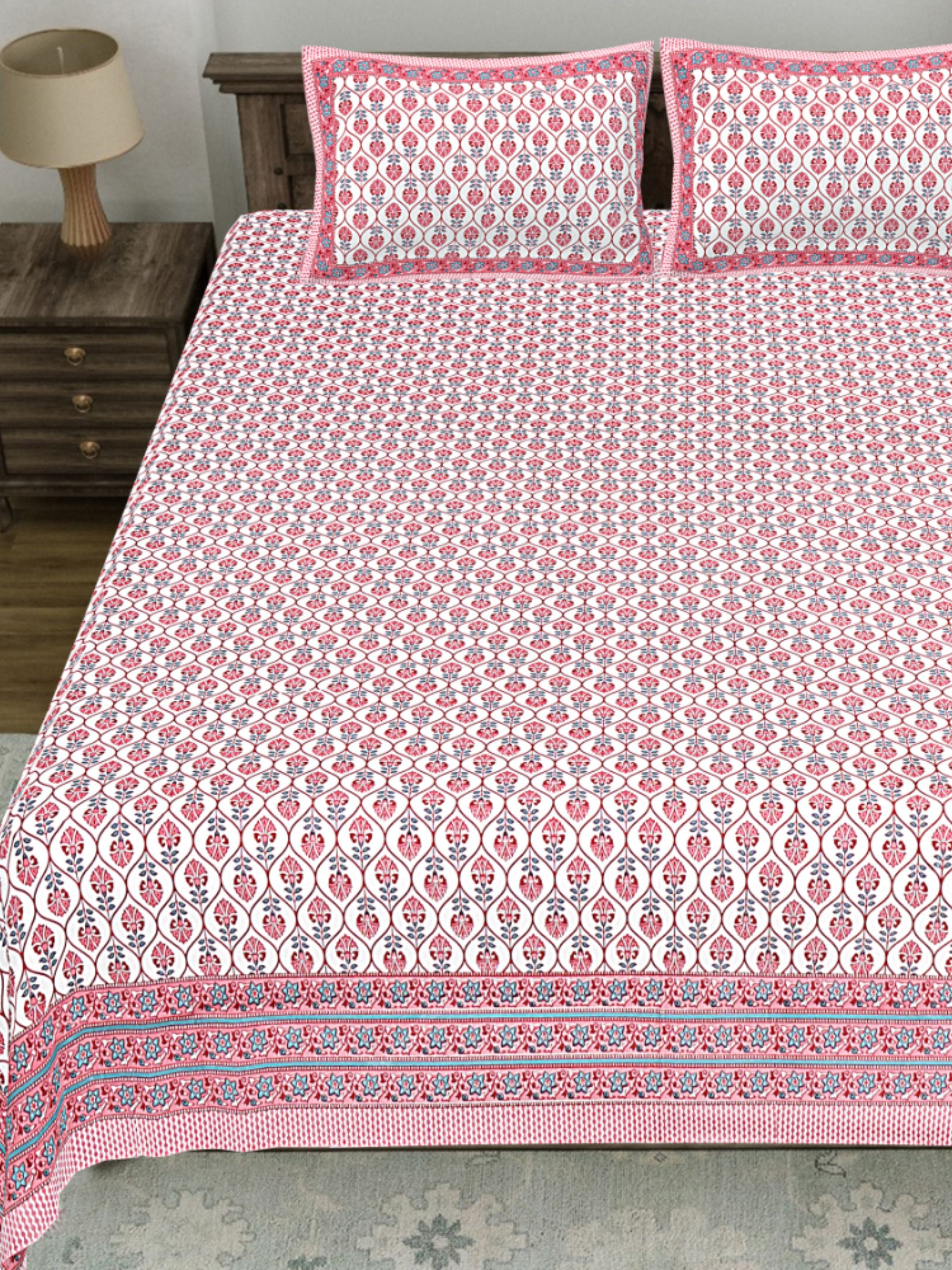 LIVING ROOTS PURE Cotton 1 SUPER King Size Bedsheet (8*8.6 Feet)  with 2 Pillow Cover (03-31-573-C)