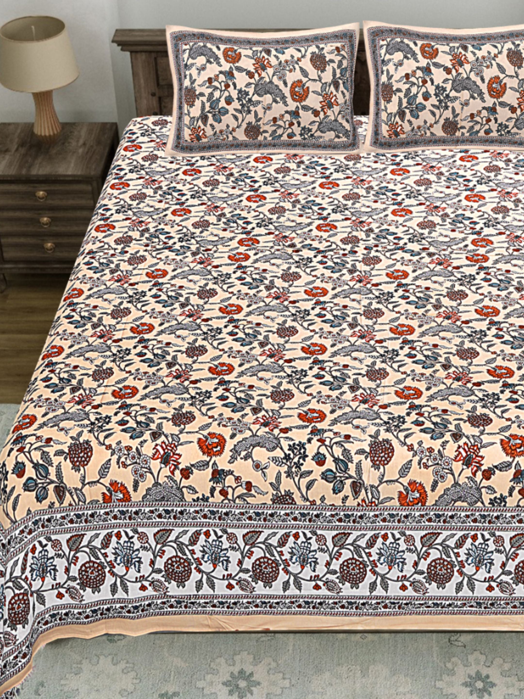LIVING ROOTS PURE Cotton 1 SUPER King Size Bedsheet (8*8.6 Feet)  with 2 Pillow Cover (03-31-574-A)