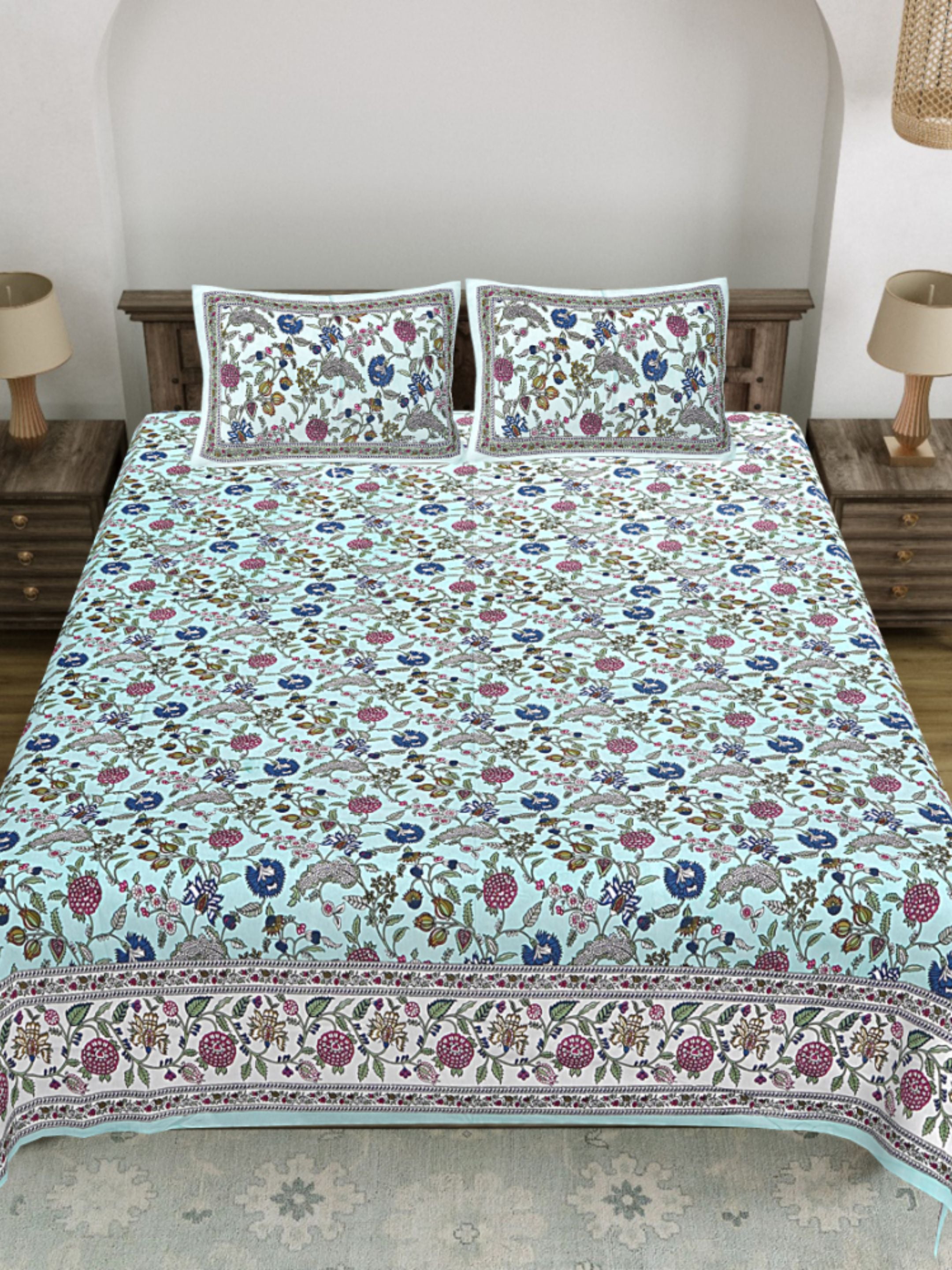 LIVING ROOTS PURE Cotton 1 SUPER King Size Bedsheet (8*8.6 Feet)  with 2 Pillow Cover (03-31-574-B)