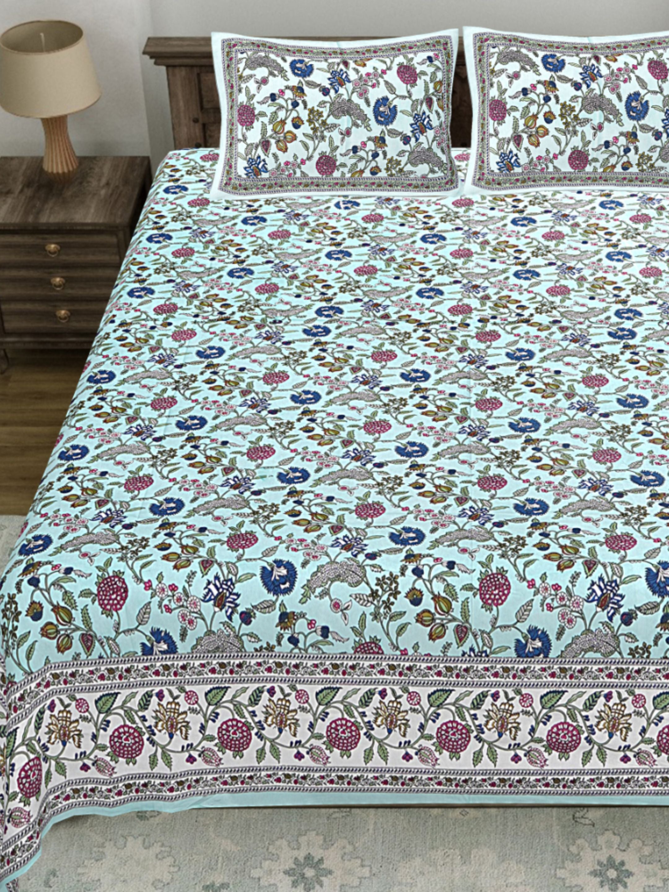 LIVING ROOTS PURE Cotton 1 SUPER King Size Bedsheet (8*8.6 Feet)  with 2 Pillow Cover (03-31-574-B)