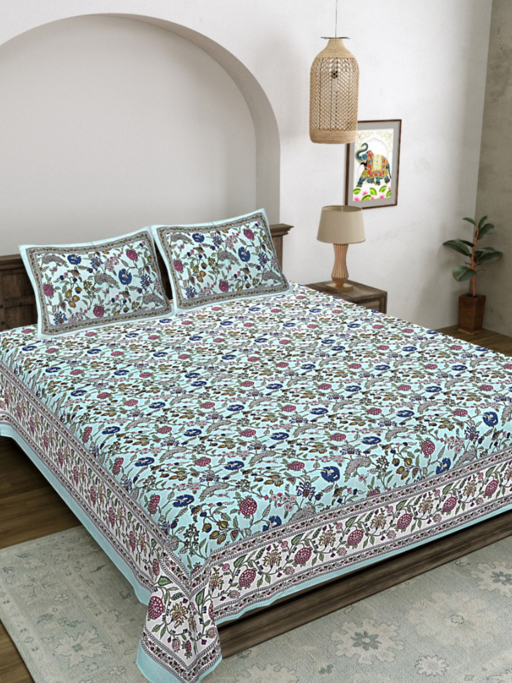 LIVING ROOTS PURE Cotton 1 SUPER King Size Bedsheet (8*8.6 Feet)  with 2 Pillow Cover (03-31-574-B)