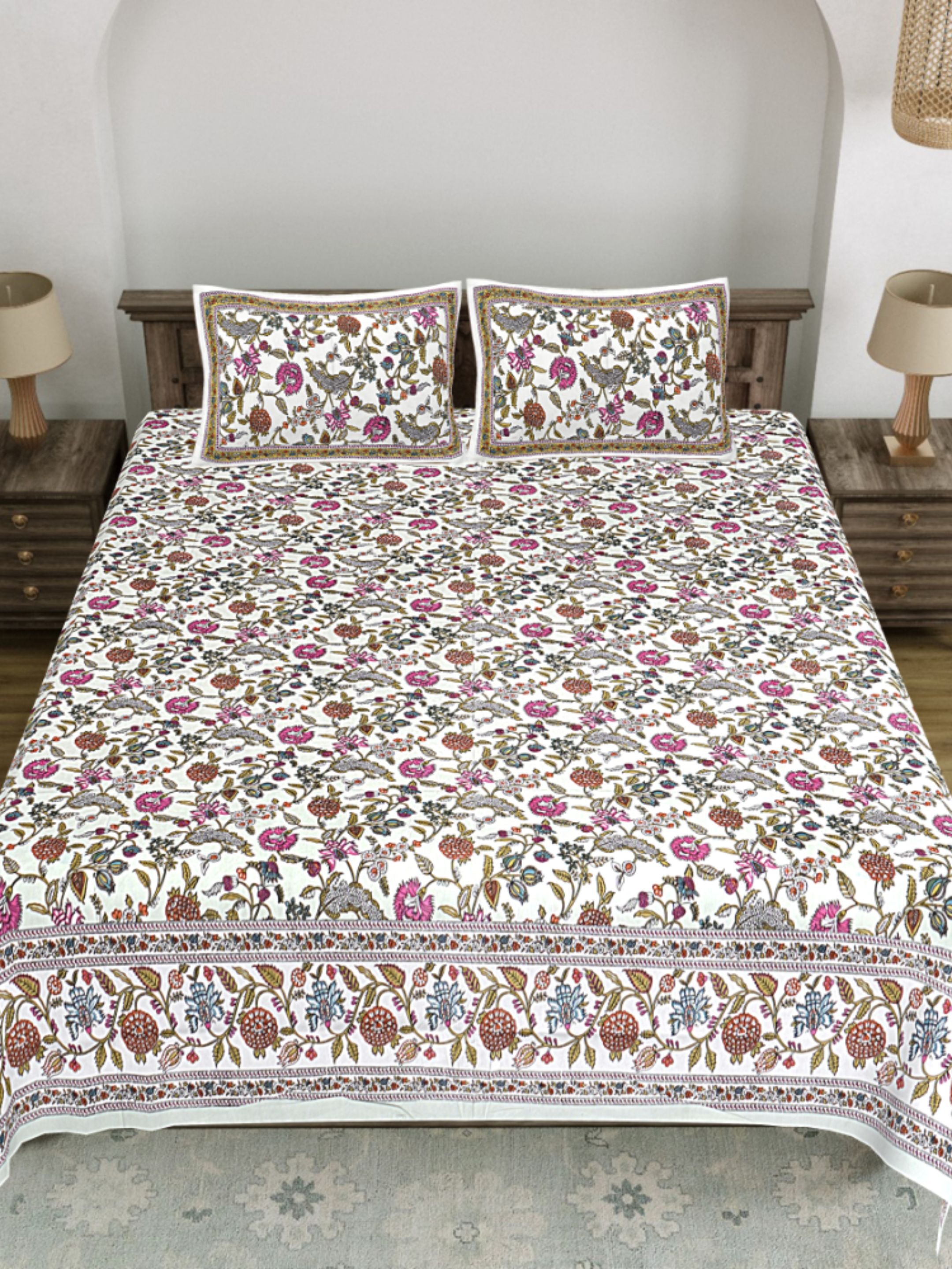 LIVING ROOTS PURE Cotton 1 SUPER King Size Bedsheet (8*8.6 Feet)  with 2 Pillow Cover (03-31-574-C)