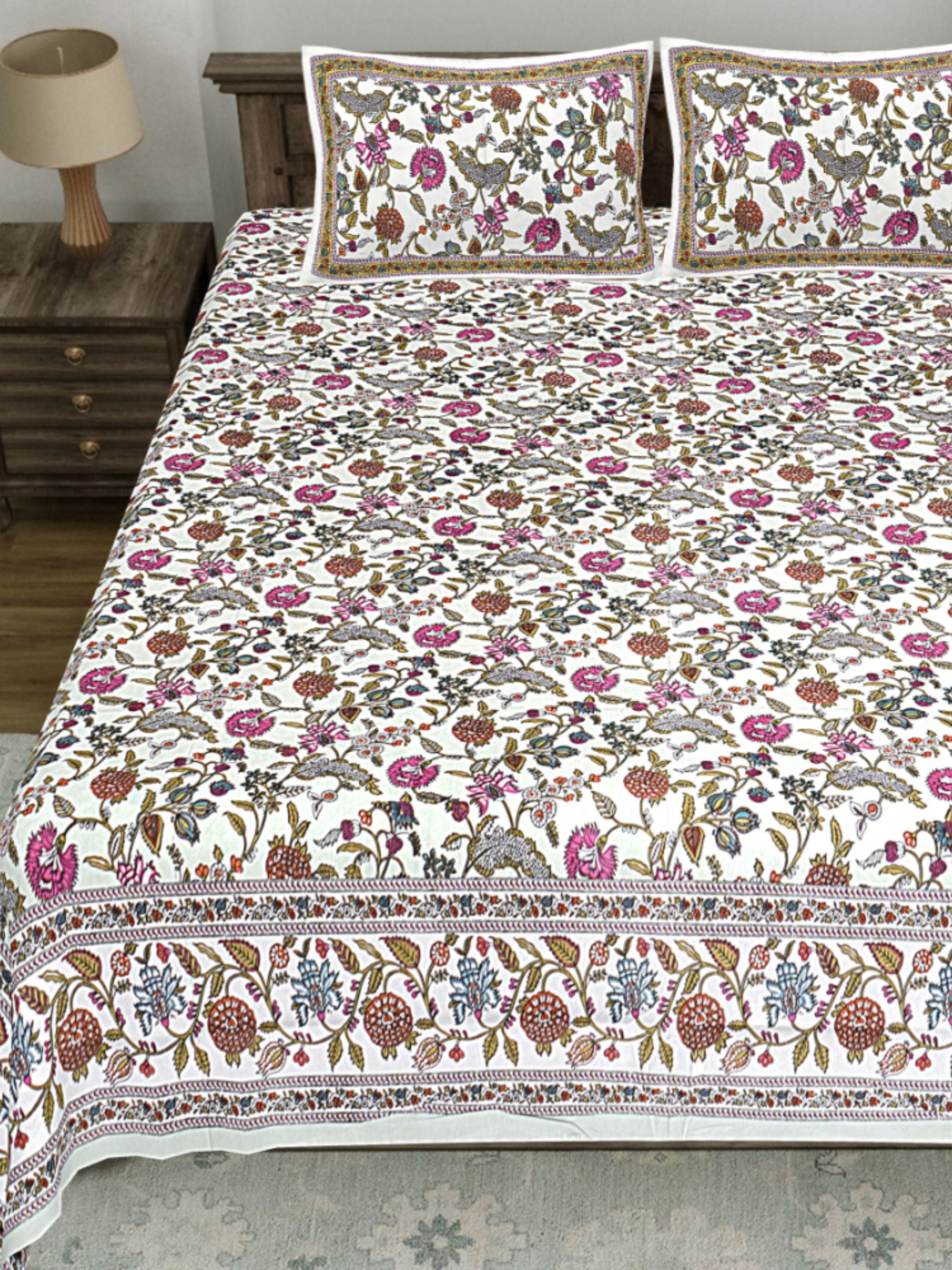 LIVING ROOTS PURE Cotton 1 SUPER King Size Bedsheet (8*8.6 Feet)  with 2 Pillow Cover (03-31-574-C)