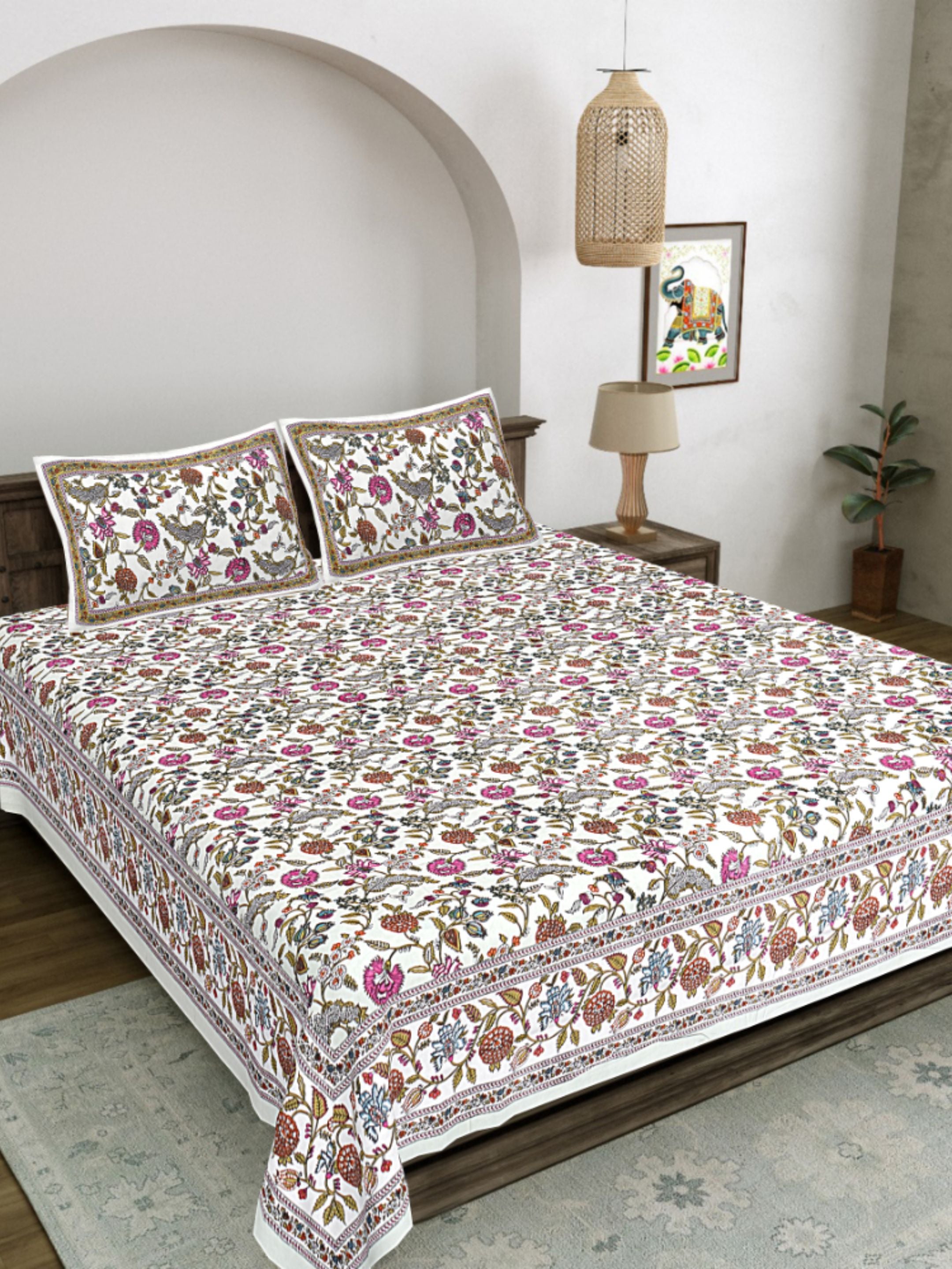 LIVING ROOTS PURE Cotton 1 SUPER King Size Bedsheet (8*8.6 Feet)  with 2 Pillow Cover (03-31-574-C)