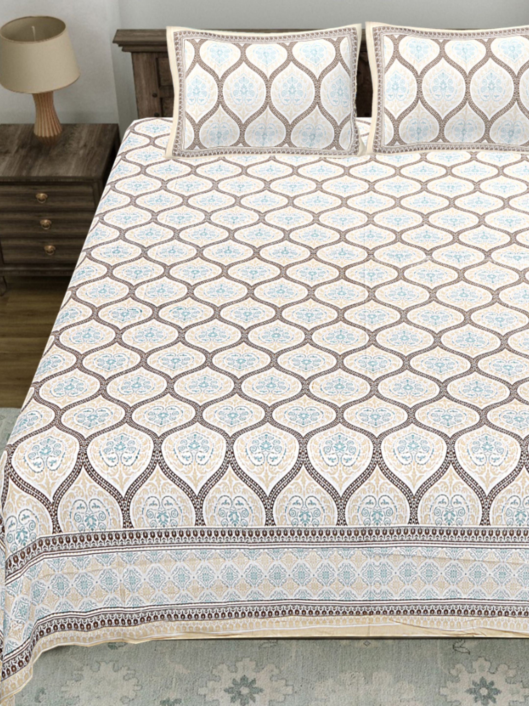 LIVING ROOTS PURE Cotton 1 SUPER King Size Bedsheet (8*8.6 Feet)  with 2 Pillow Cover (03-31-575-A)