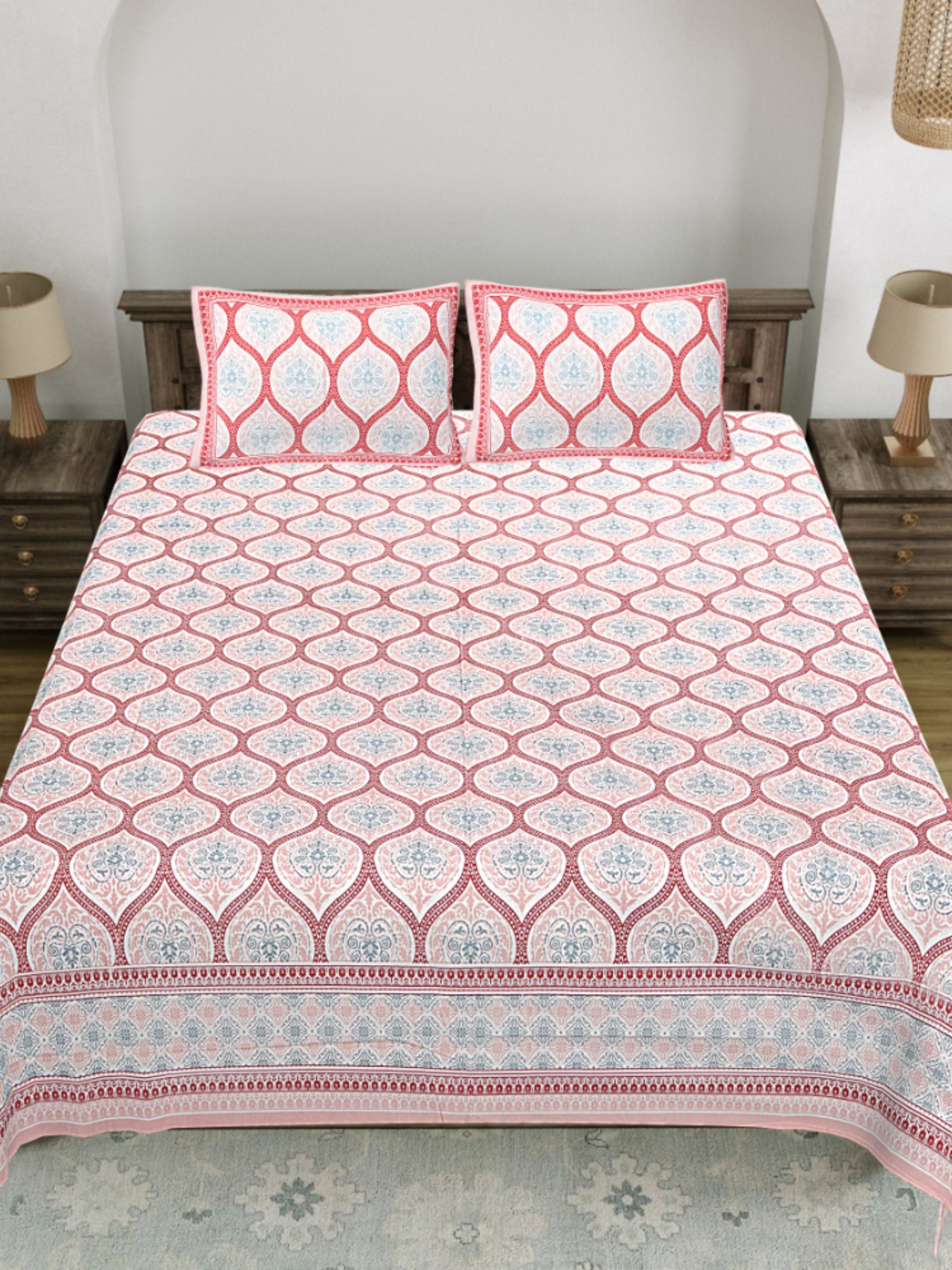 LIVING ROOTS PURE Cotton 1 SUPER King Size Bedsheet (8*8.6 Feet)  with 2 Pillow Cover (03-31-575-B)