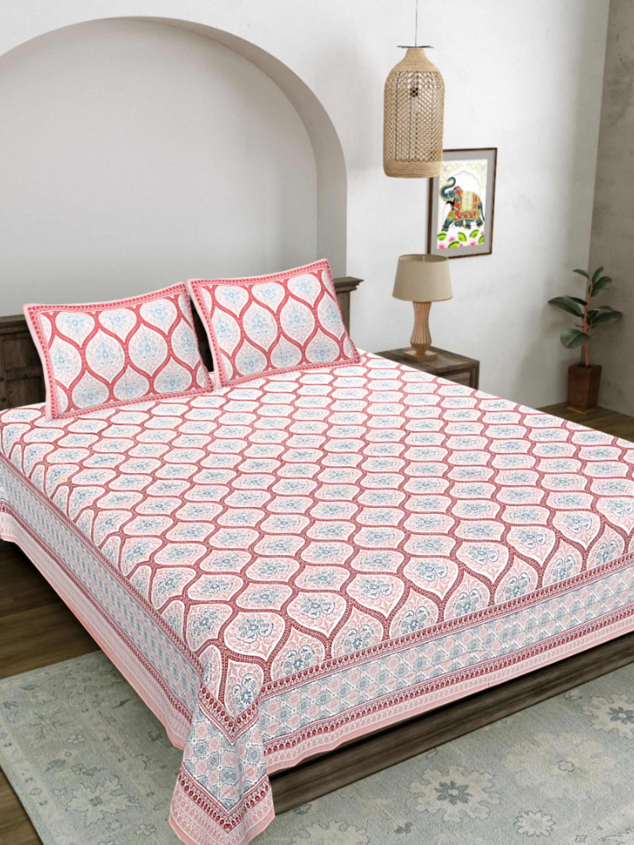 LIVING ROOTS PURE Cotton 1 SUPER King Size Bedsheet (8*8.6 Feet)  with 2 Pillow Cover (03-31-575-B)