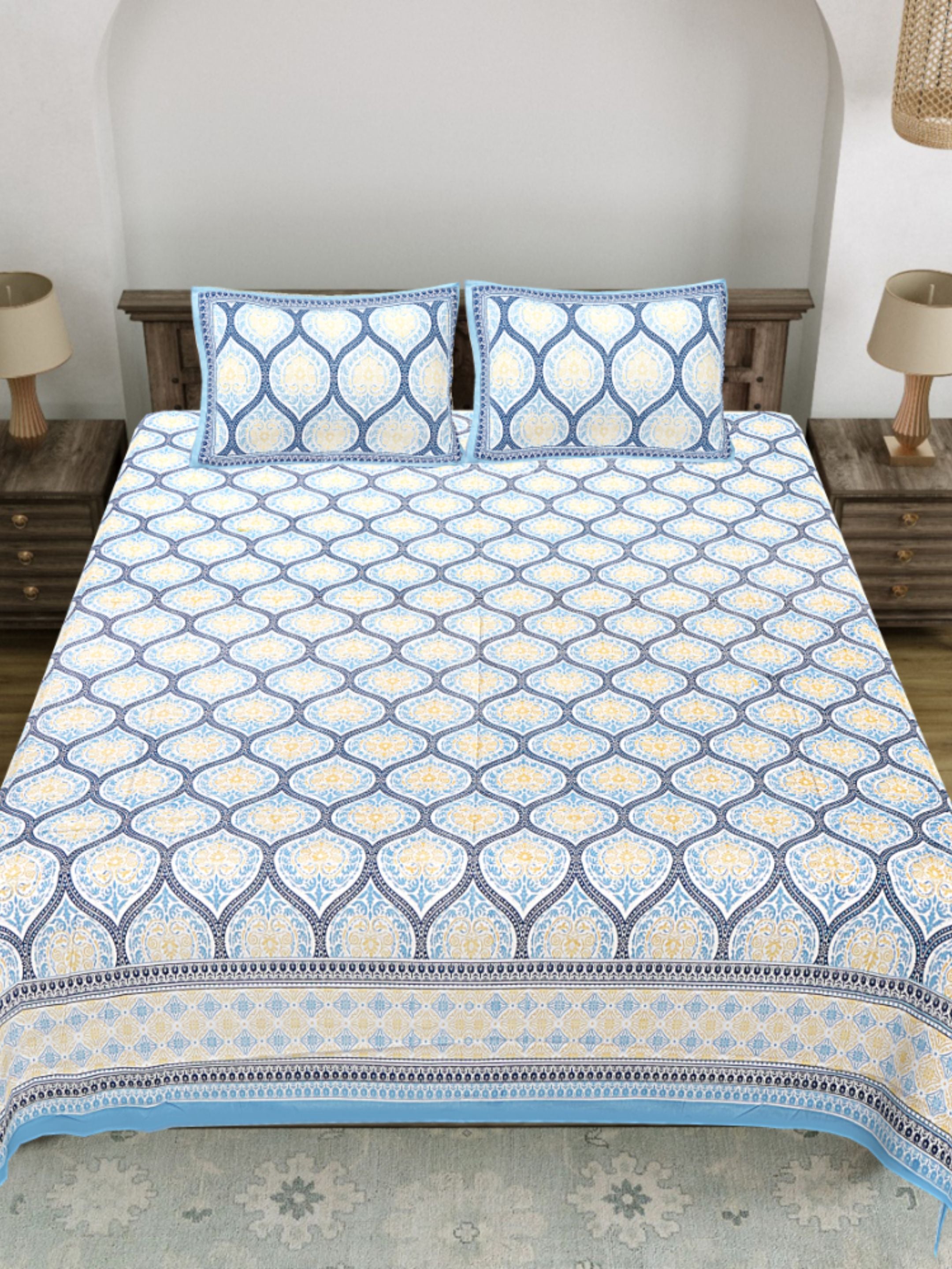 LIVING ROOTS PURE Cotton 1 SUPER King Size Bedsheet (8*8.6 Feet)  with 2 Pillow Cover (03-31-575-C)