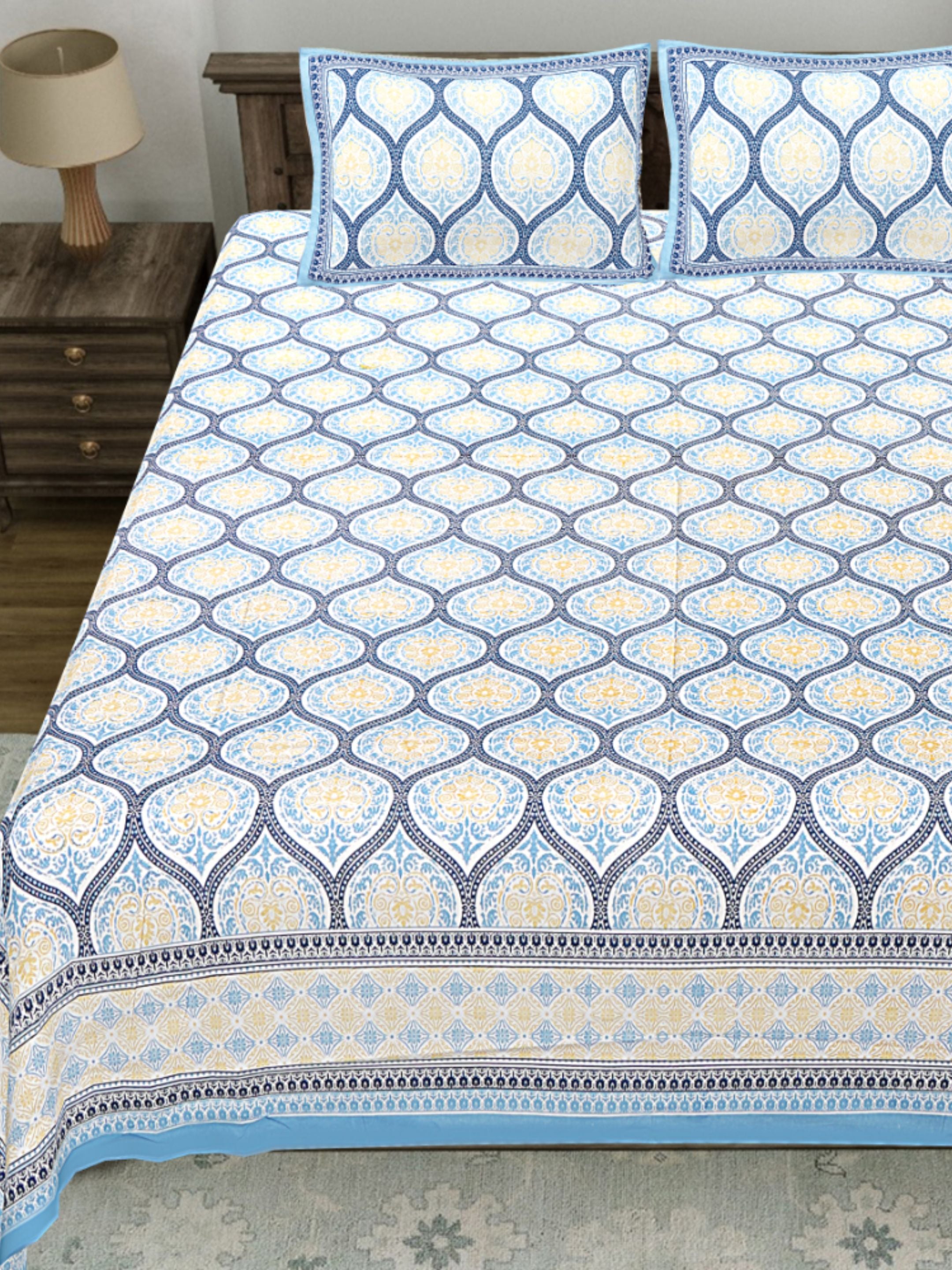LIVING ROOTS PURE Cotton 1 SUPER King Size Bedsheet (8*8.6 Feet)  with 2 Pillow Cover (03-31-575-C)