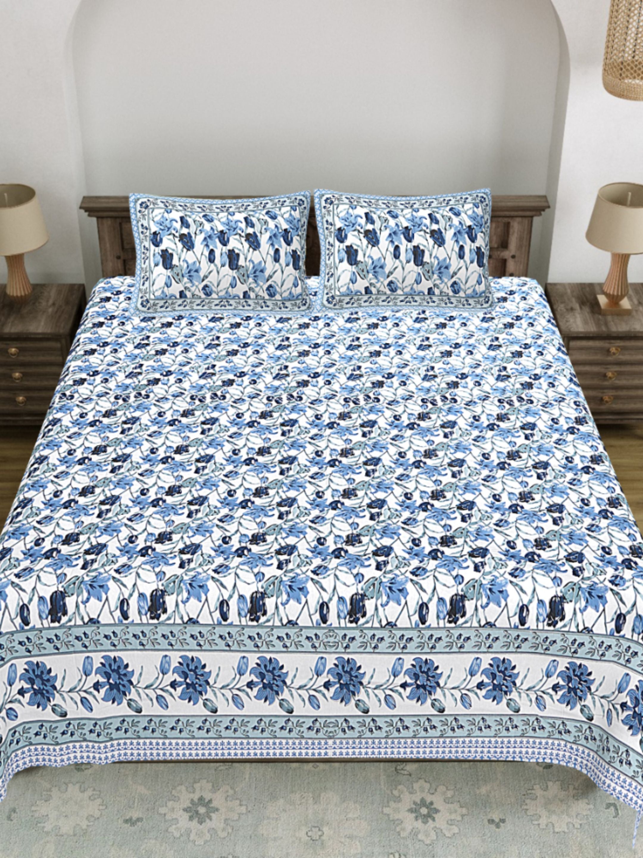 LIVING ROOTS PURE Cotton 1 SUPER King Size Bedsheet (8*8.6 Feet)  with 2 Pillow Cover (03-31-576-B)