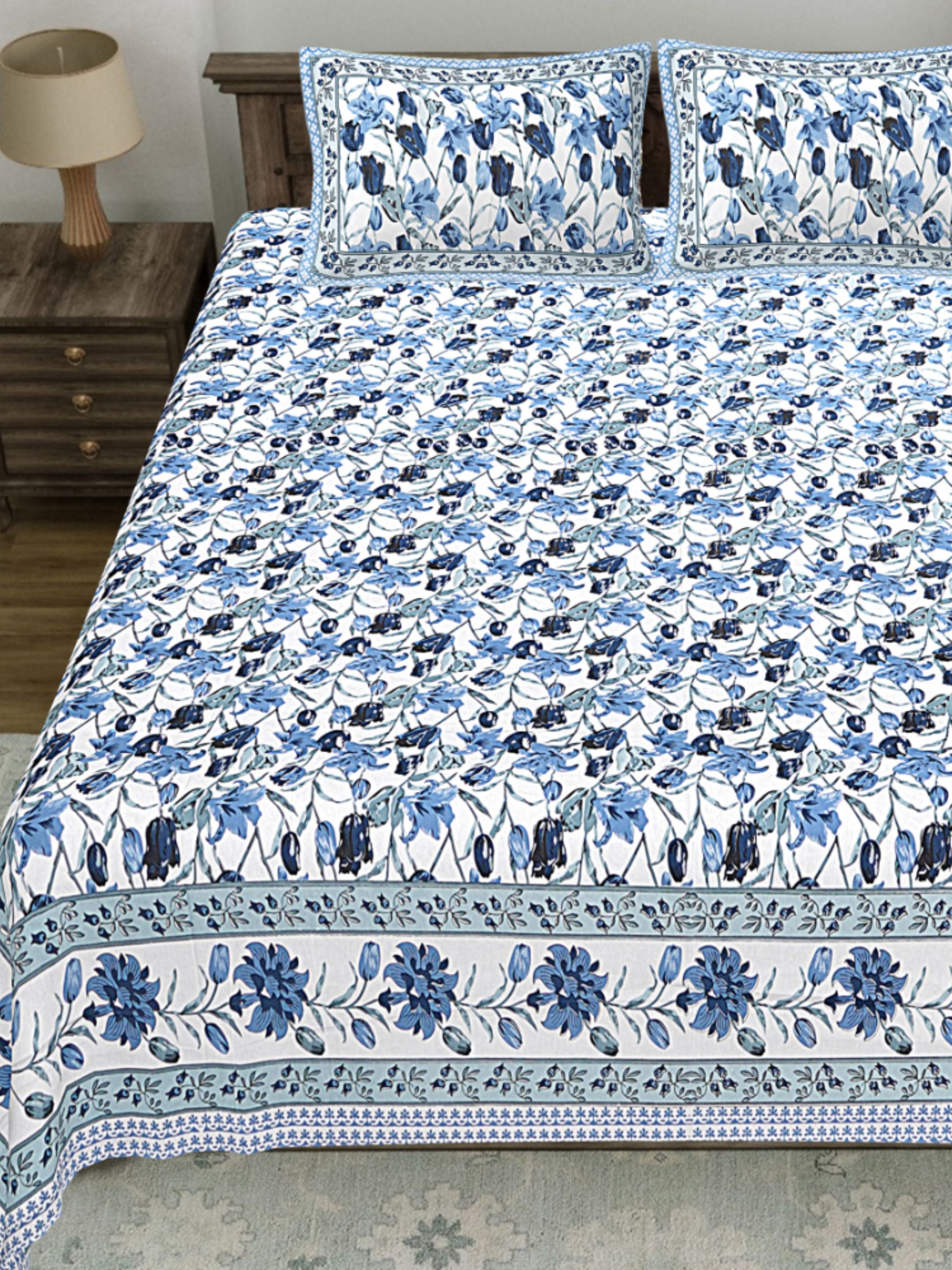 LIVING ROOTS PURE Cotton 1 SUPER King Size Bedsheet (8*8.6 Feet)  with 2 Pillow Cover (03-31-576-B)