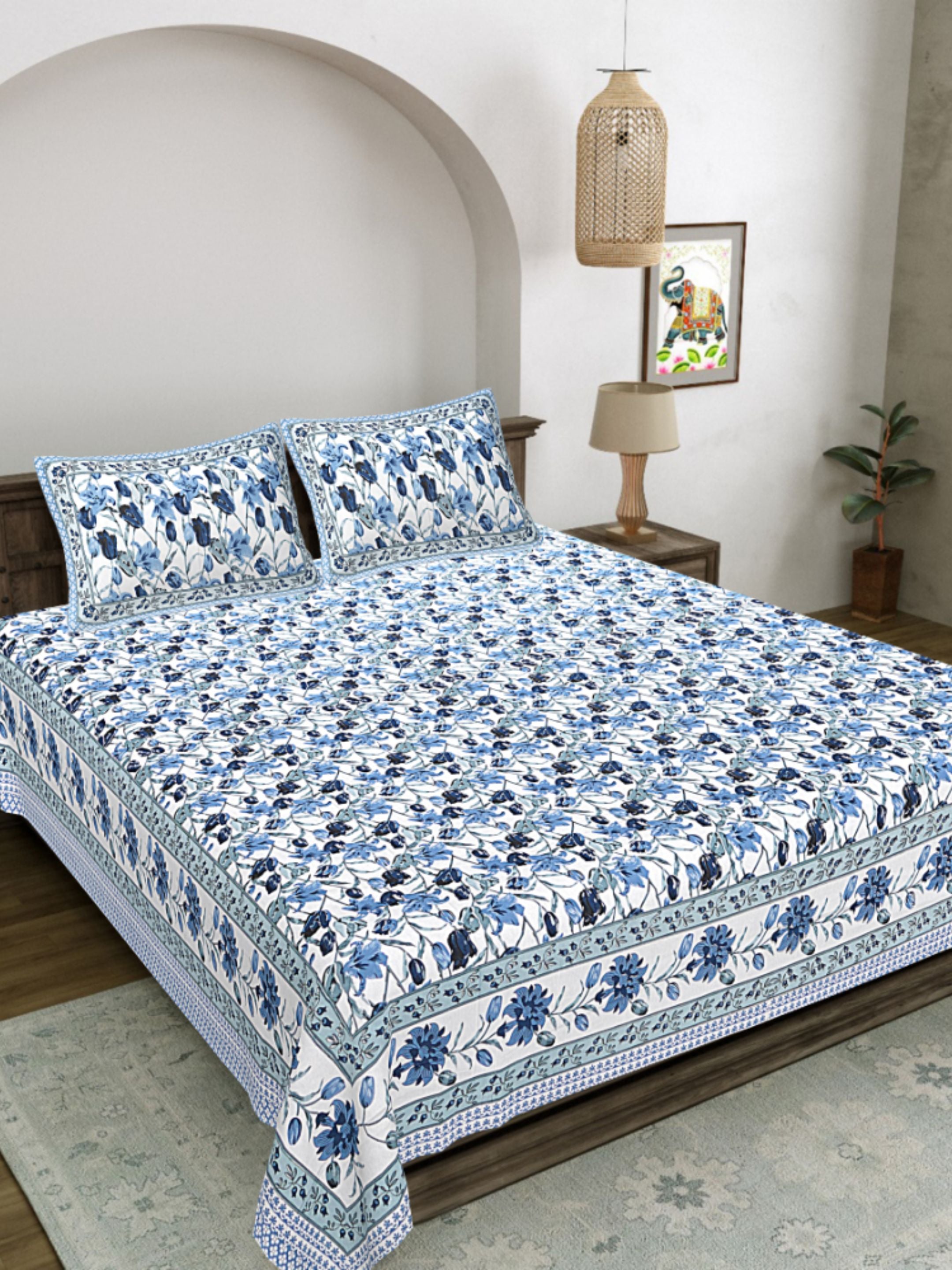 LIVING ROOTS PURE Cotton 1 SUPER King Size Bedsheet (8*8.6 Feet)  with 2 Pillow Cover (03-31-576-B)