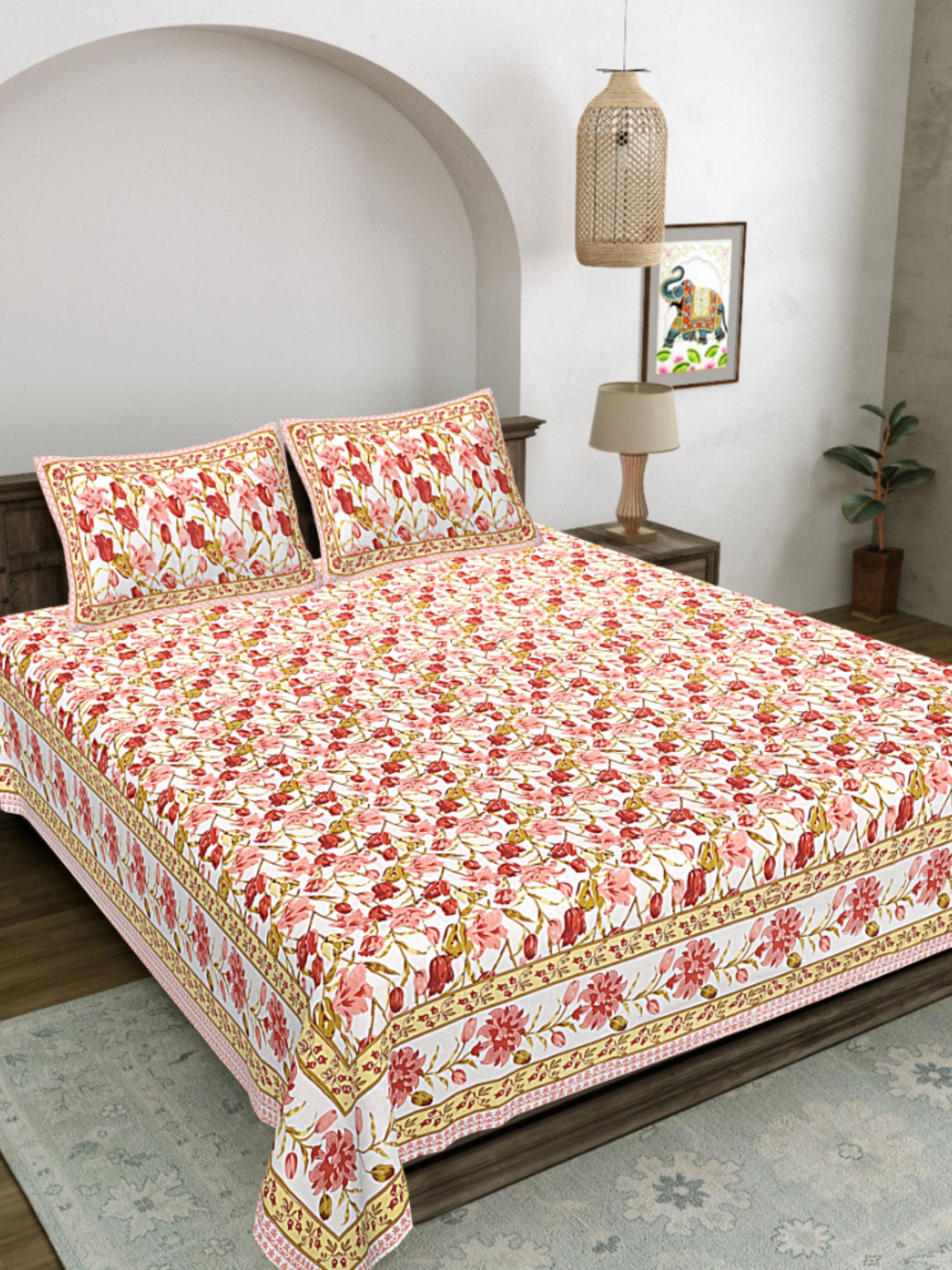 LIVING ROOTS PURE Cotton 1 SUPER King Size Bedsheet (8*8.6 Feet)  with 2 Pillow Cover (03-31-576-C)