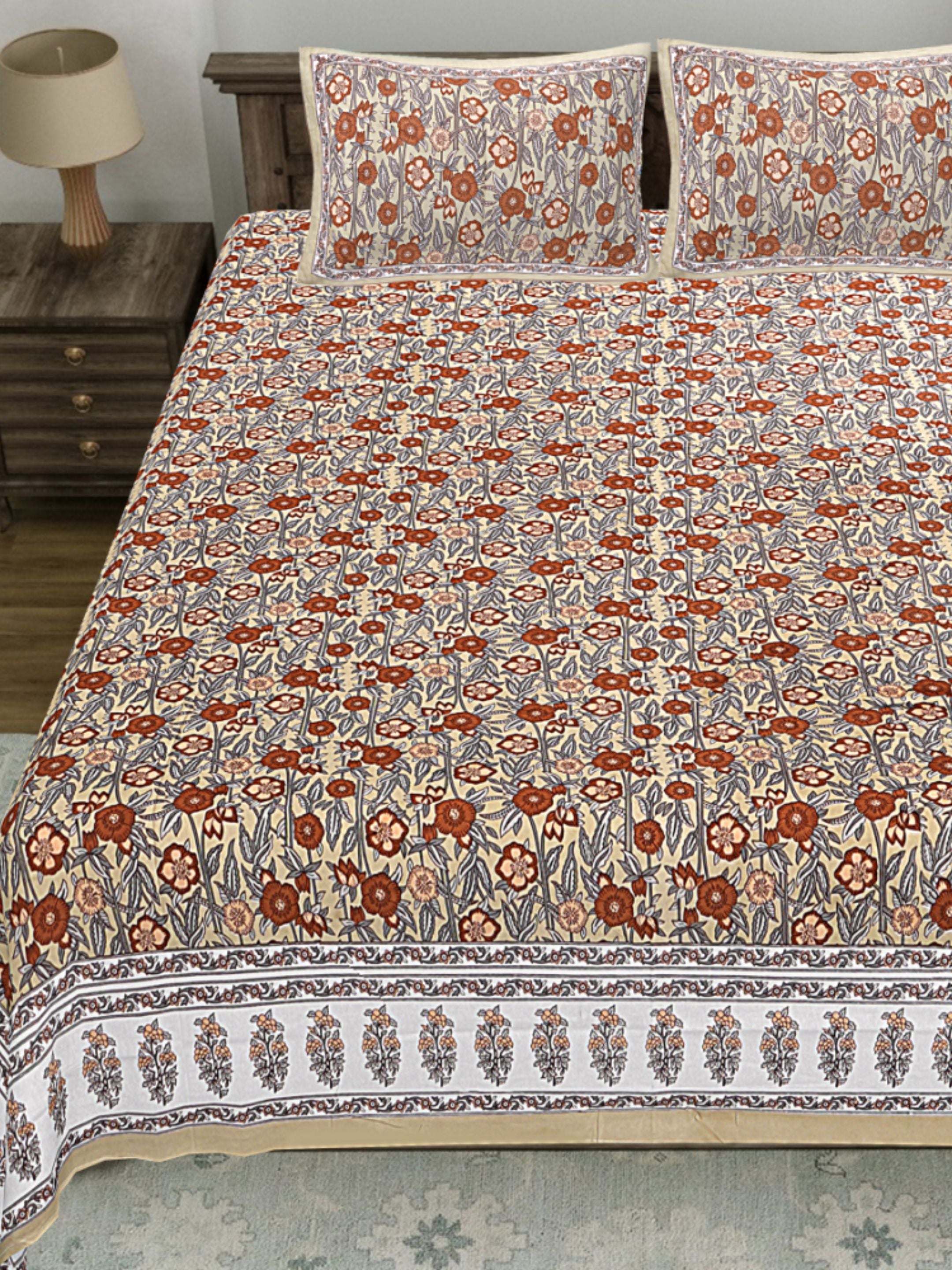 LIVING ROOTS PURE Cotton 1 SUPER King Size Bedsheet (8*8.6 Feet)  with 2 Pillow Cover (03-31-577-A)