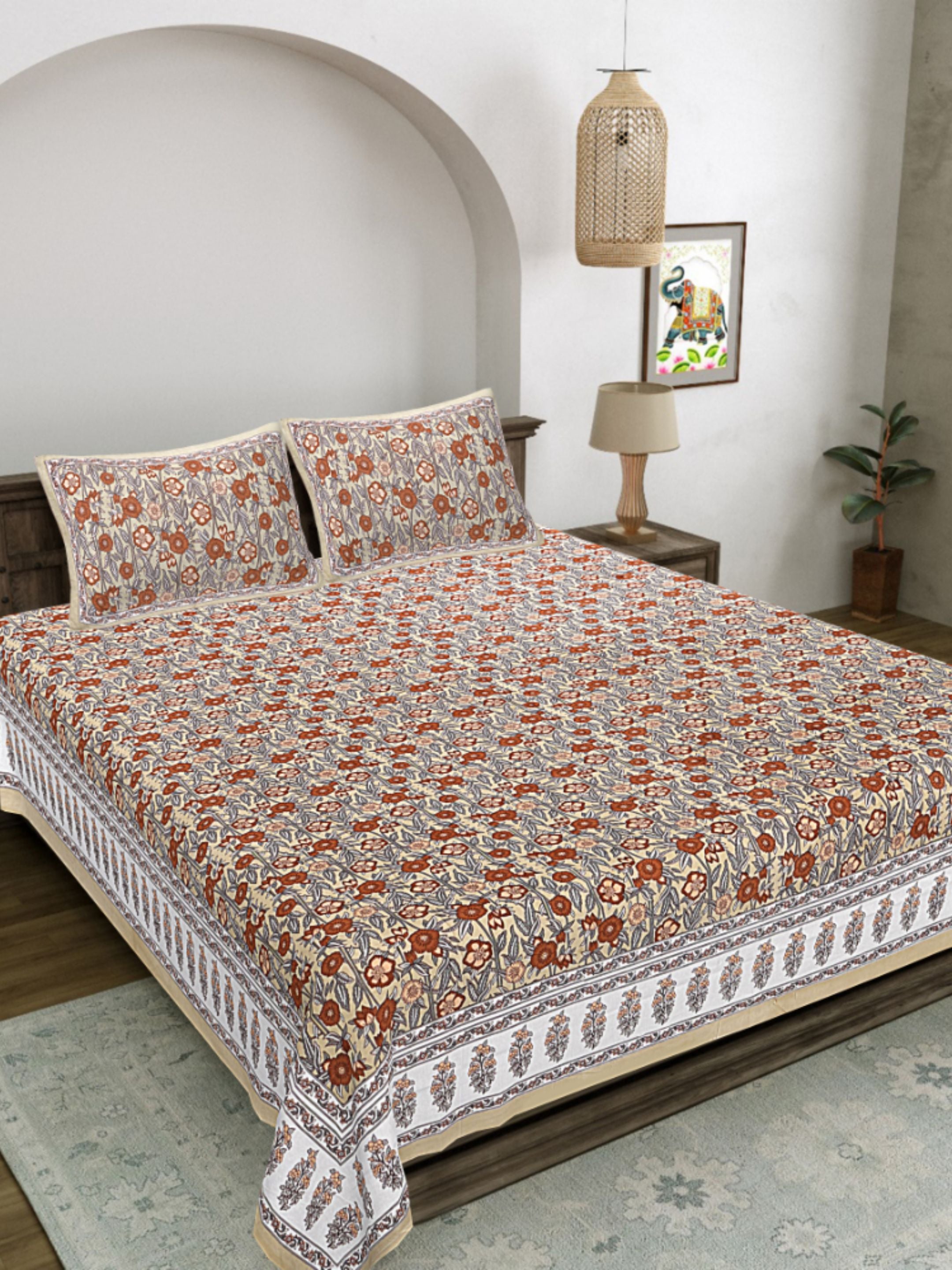 LIVING ROOTS PURE Cotton 1 SUPER King Size Bedsheet (8*8.6 Feet)  with 2 Pillow Cover (03-31-577-A)