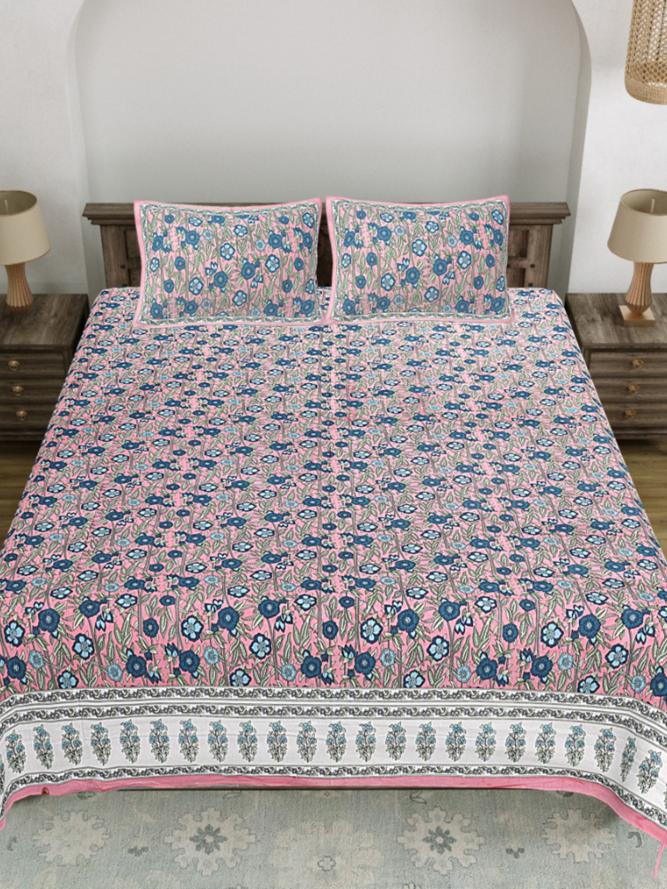 LIVING ROOTS PURE Cotton 1 SUPER King Size Bedsheet (8*8.6 Feet)  with 2 Pillow Cover (03-31-577-B)