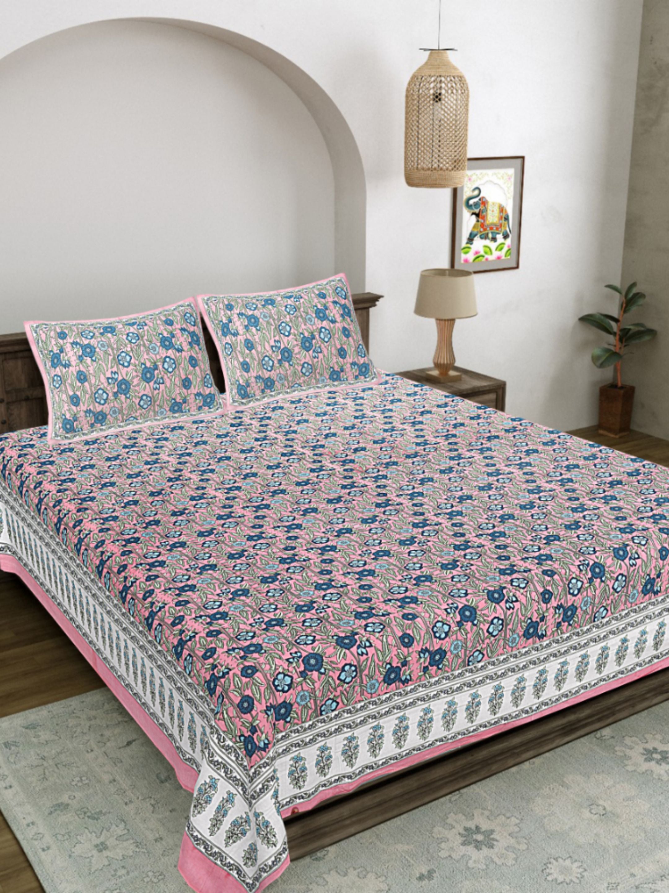 LIVING ROOTS PURE Cotton 1 SUPER King Size Bedsheet (8*8.6 Feet)  with 2 Pillow Cover (03-31-577-B)