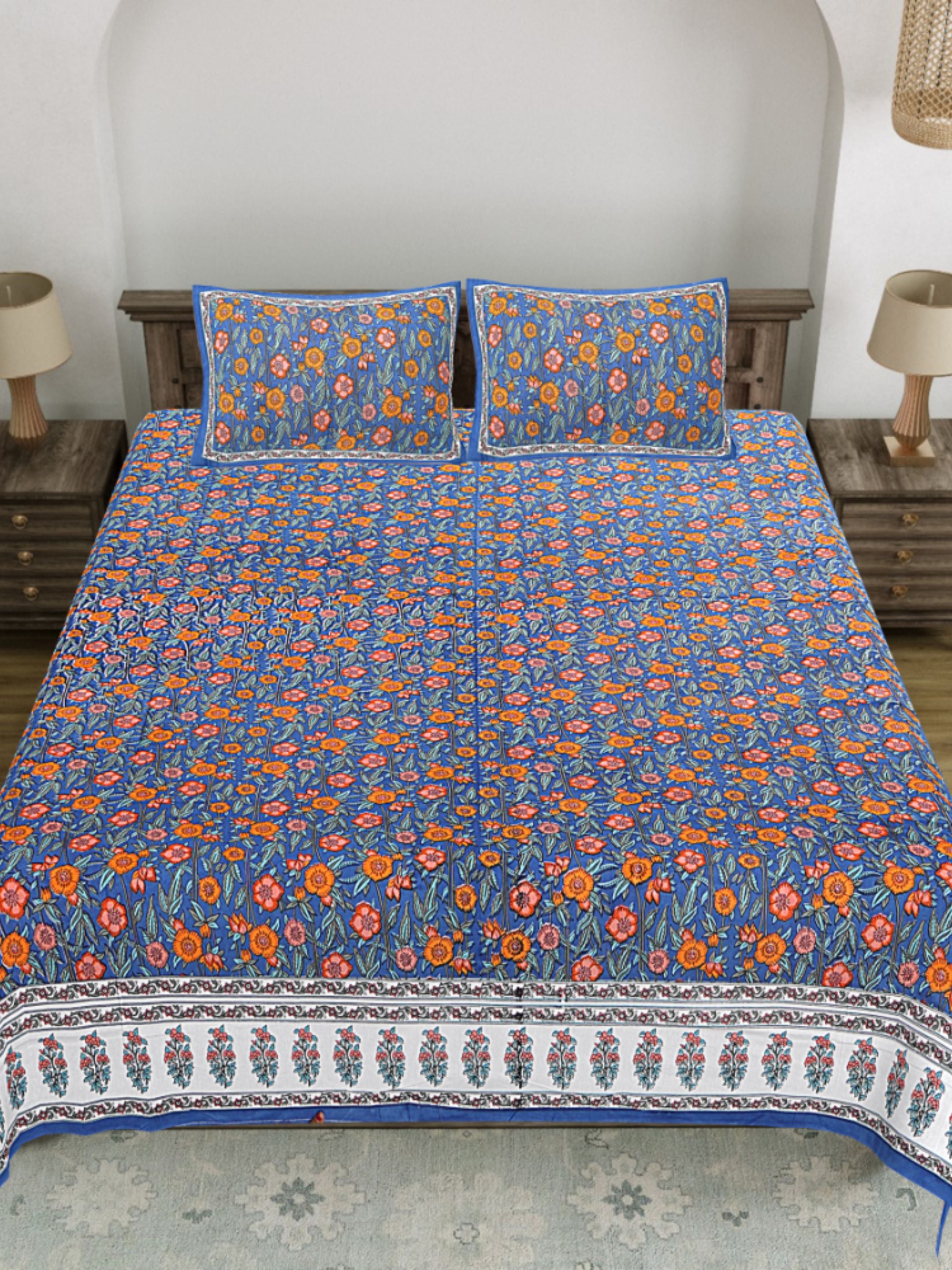 LIVING ROOTS PURE Cotton 1 SUPER King Size Bedsheet (8*8.6 Feet)  with 2 Pillow Cover (03-31-577-C)