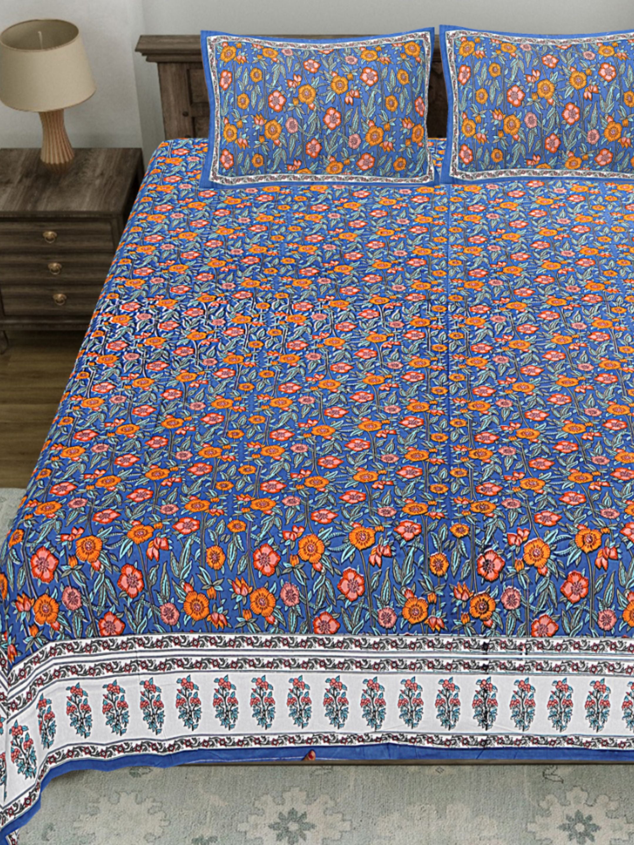 LIVING ROOTS PURE Cotton 1 SUPER King Size Bedsheet (8*8.6 Feet)  with 2 Pillow Cover (03-31-577-C)