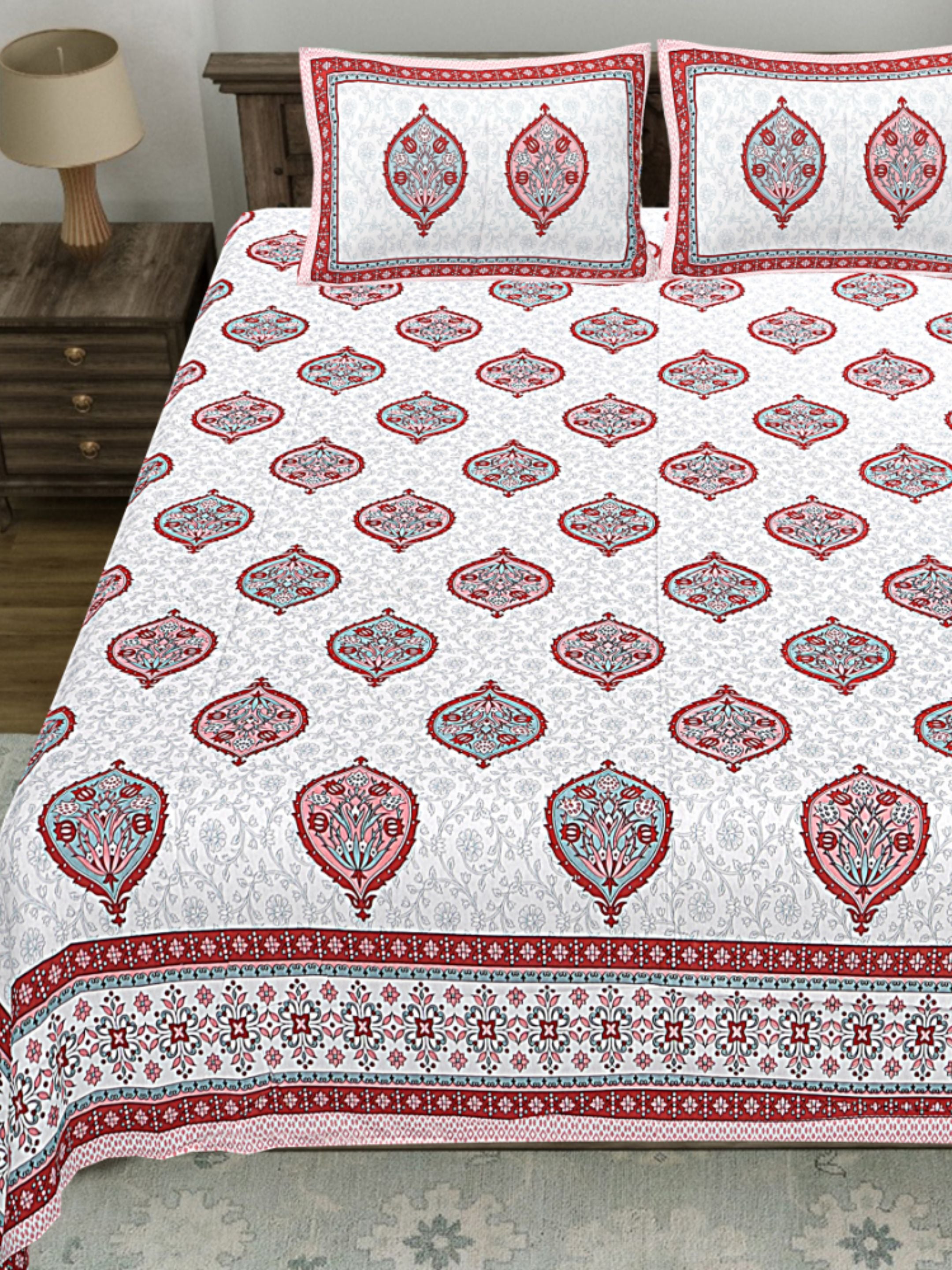 LIVING ROOTS PURE Cotton 1 SUPER King Size Bedsheet (8*8.6 Feet)  with 2 Pillow Cover (03-31-578-A)