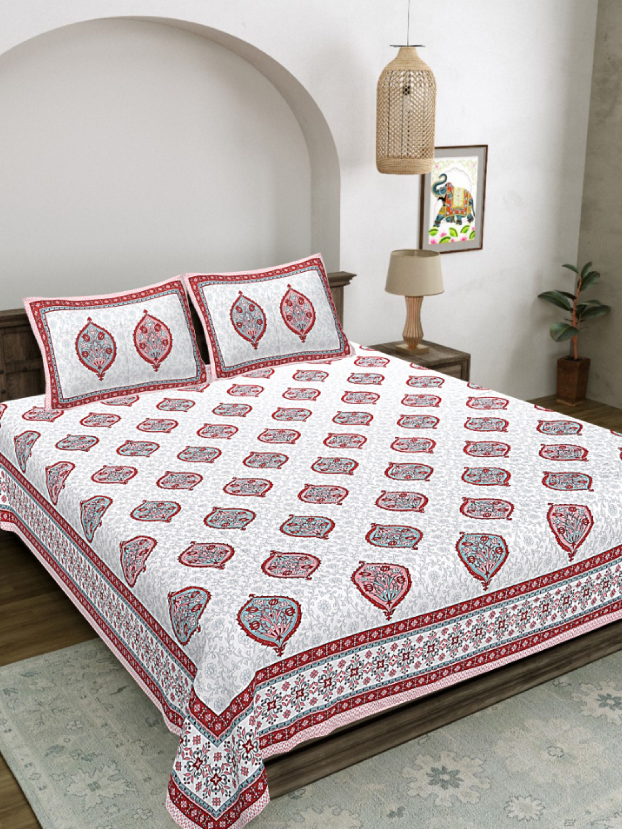 LIVING ROOTS PURE Cotton 1 SUPER King Size Bedsheet (8*8.6 Feet)  with 2 Pillow Cover (03-31-578-A)