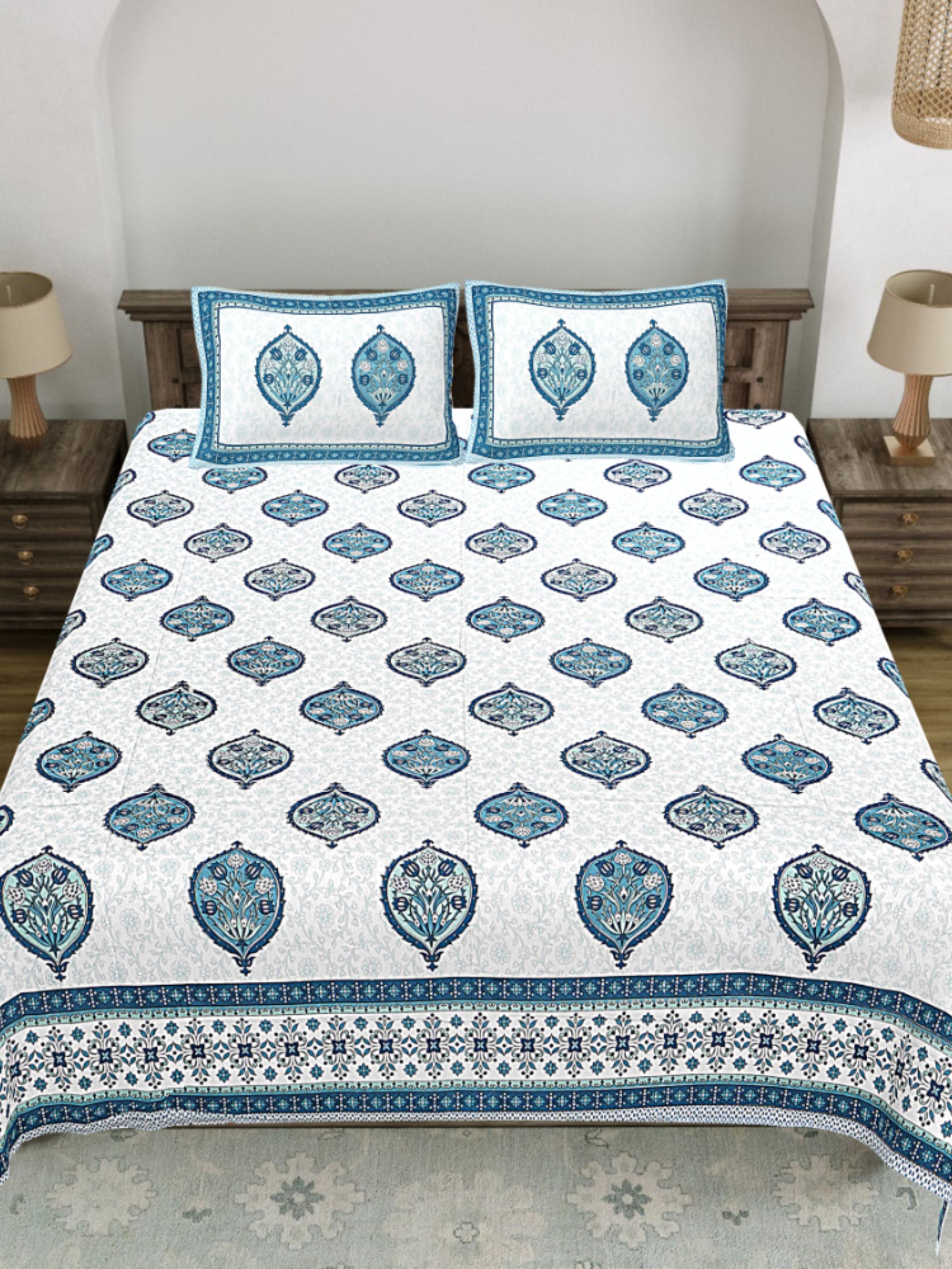 LIVING ROOTS PURE Cotton 1 SUPER King Size Bedsheet (8*8.6 Feet)  with 2 Pillow Cover (03-31-578-C)