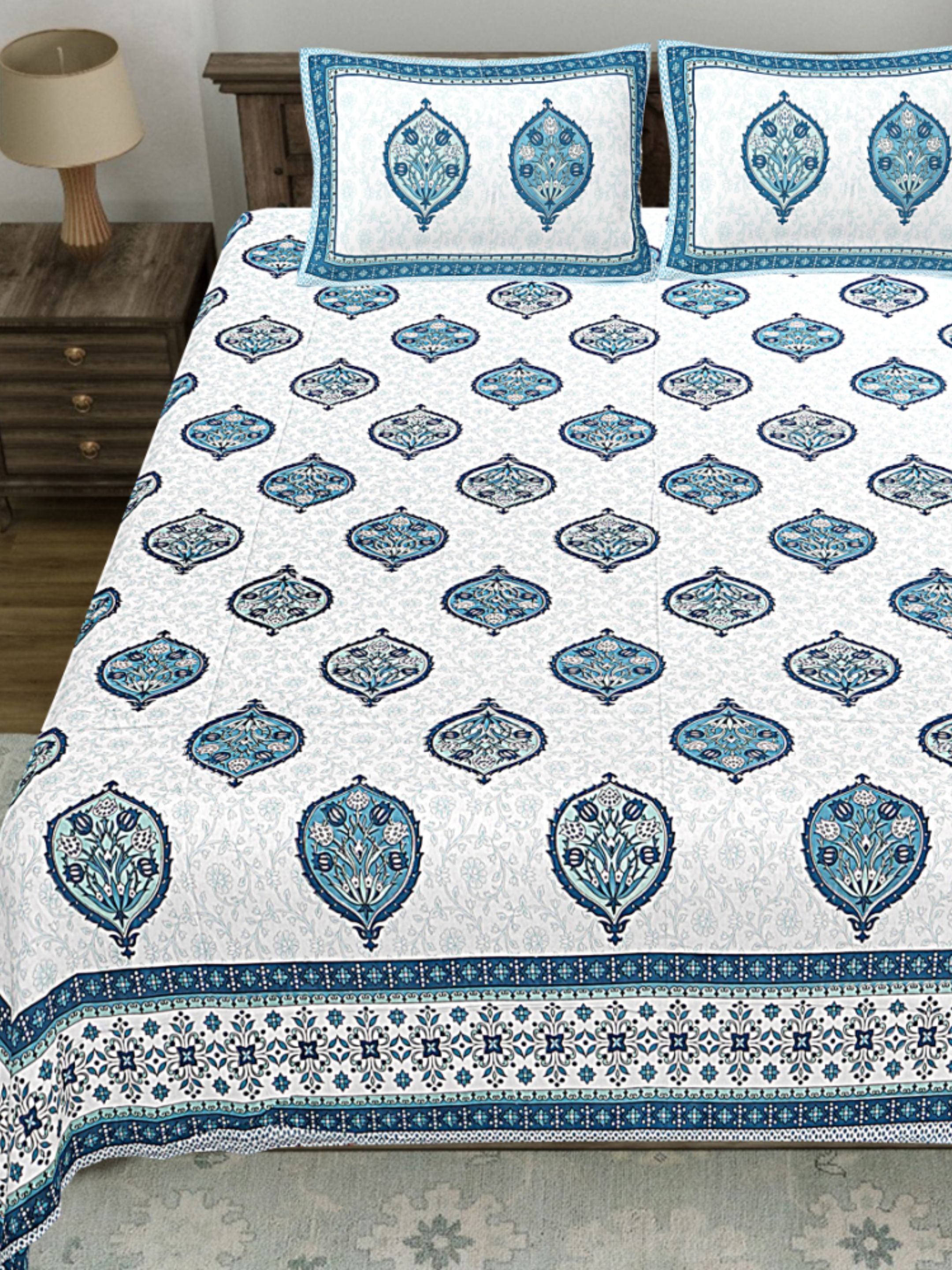 LIVING ROOTS PURE Cotton 1 SUPER King Size Bedsheet (8*8.6 Feet)  with 2 Pillow Cover (03-31-578-C)