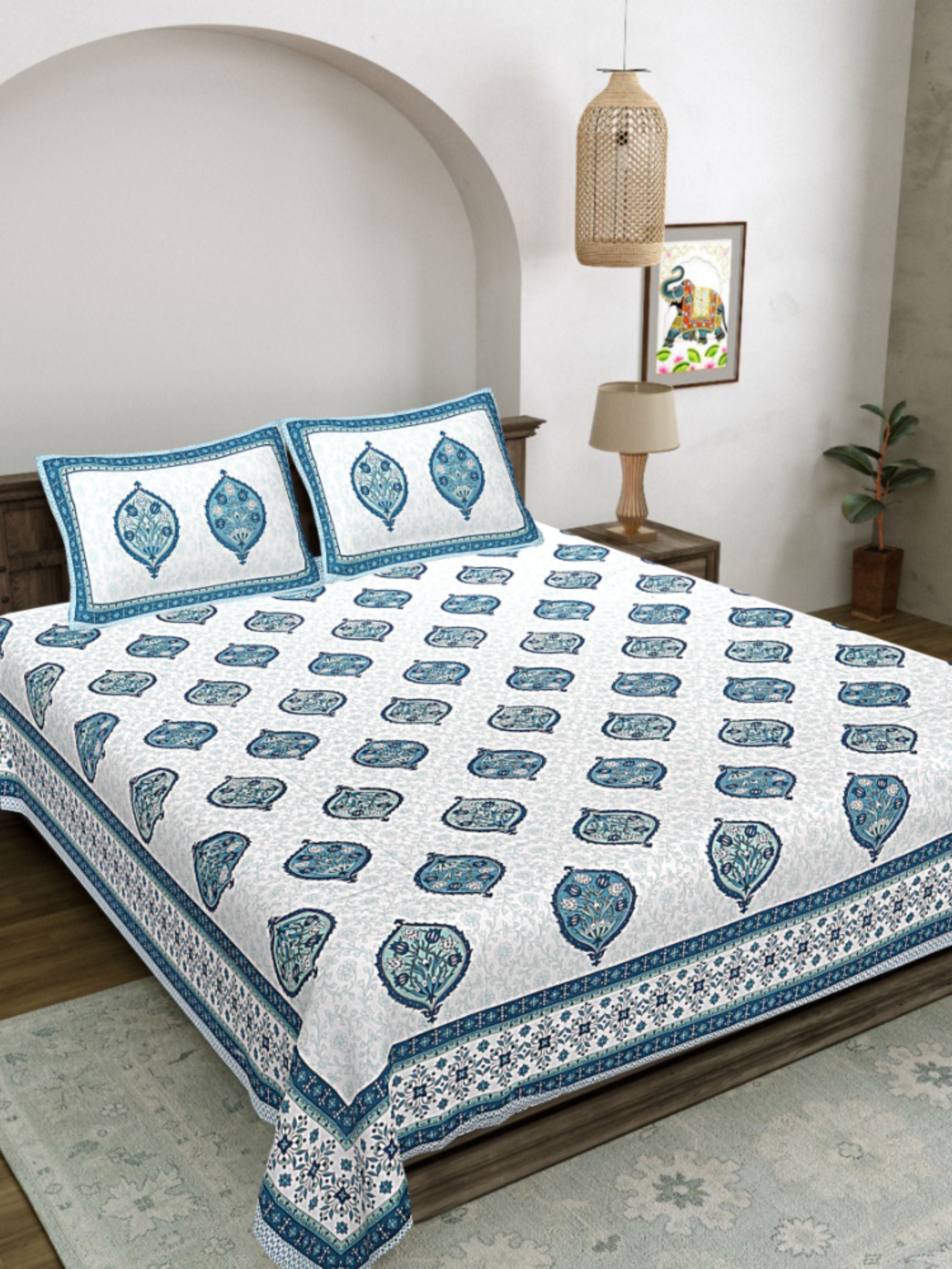 LIVING ROOTS PURE Cotton 1 SUPER King Size Bedsheet (8*8.6 Feet)  with 2 Pillow Cover (03-31-578-C)