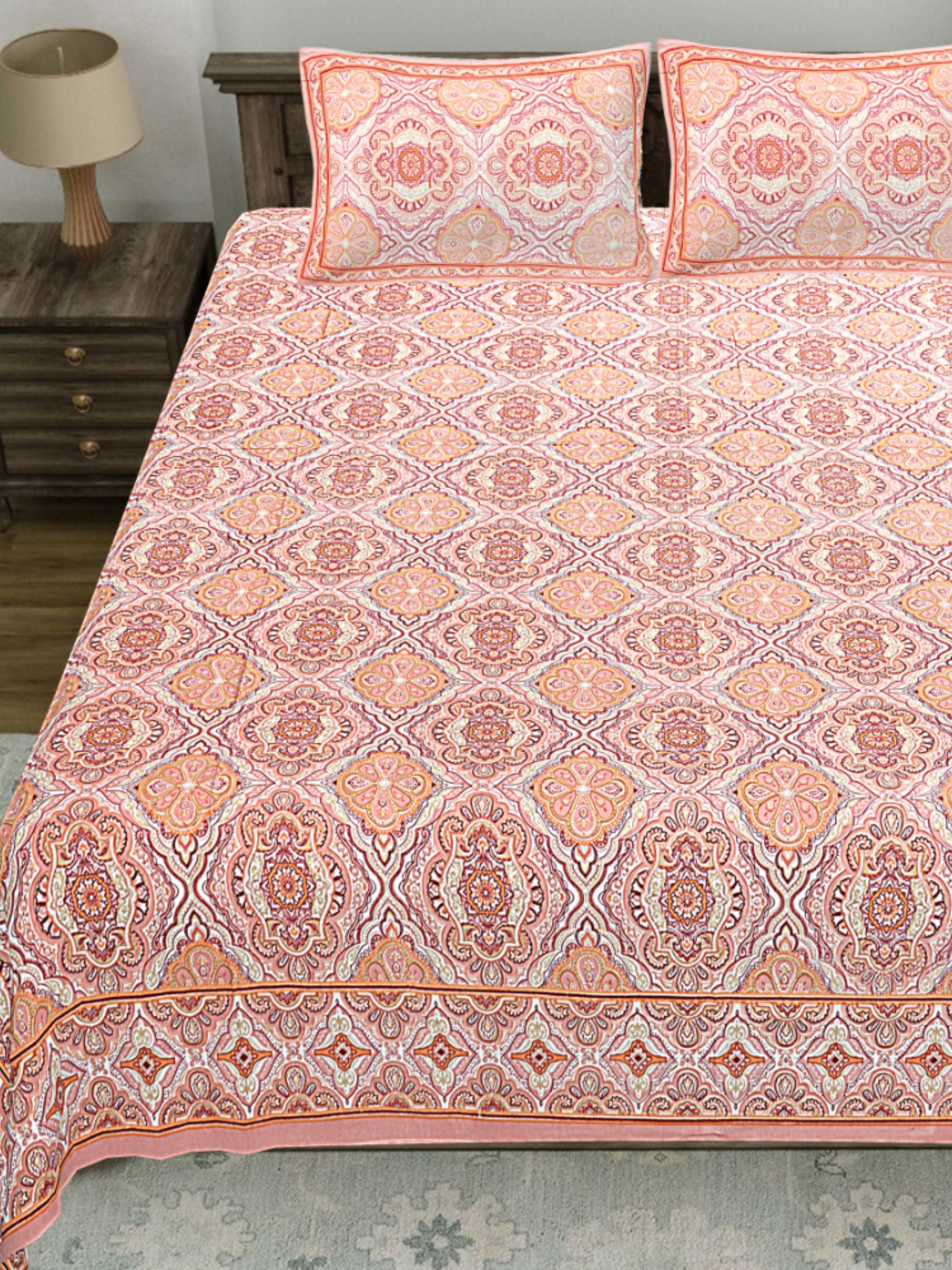 LIVING ROOTS PURE Cotton 1 SUPER King Size Bedsheet (8*8.6 Feet)  with 2 Pillow Cover (03-31-579-A)