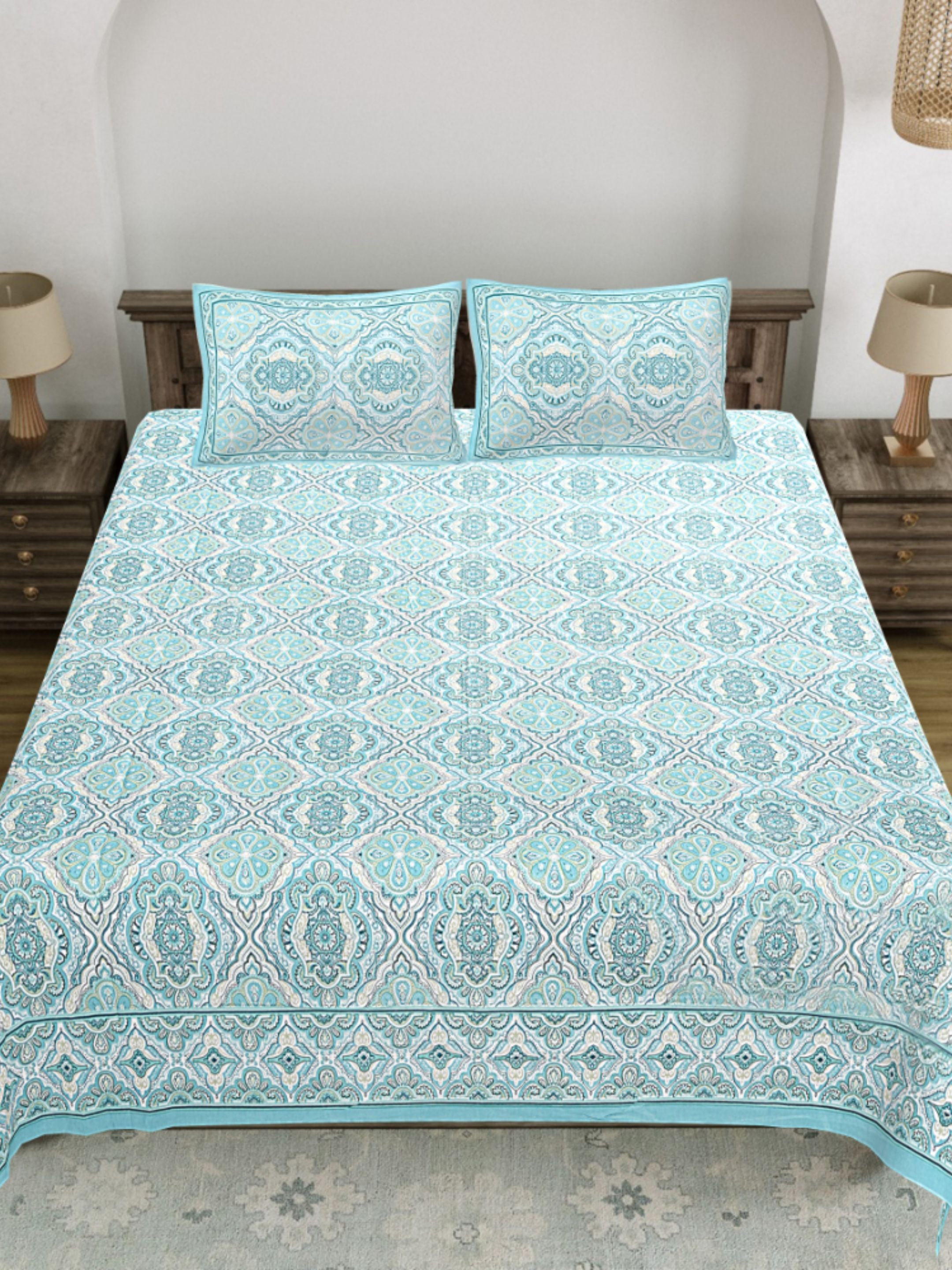 LIVING ROOTS PURE Cotton 1 SUPER King Size Bedsheet (8*8.6 Feet)  with 2 Pillow Cover (03-31-579-C)