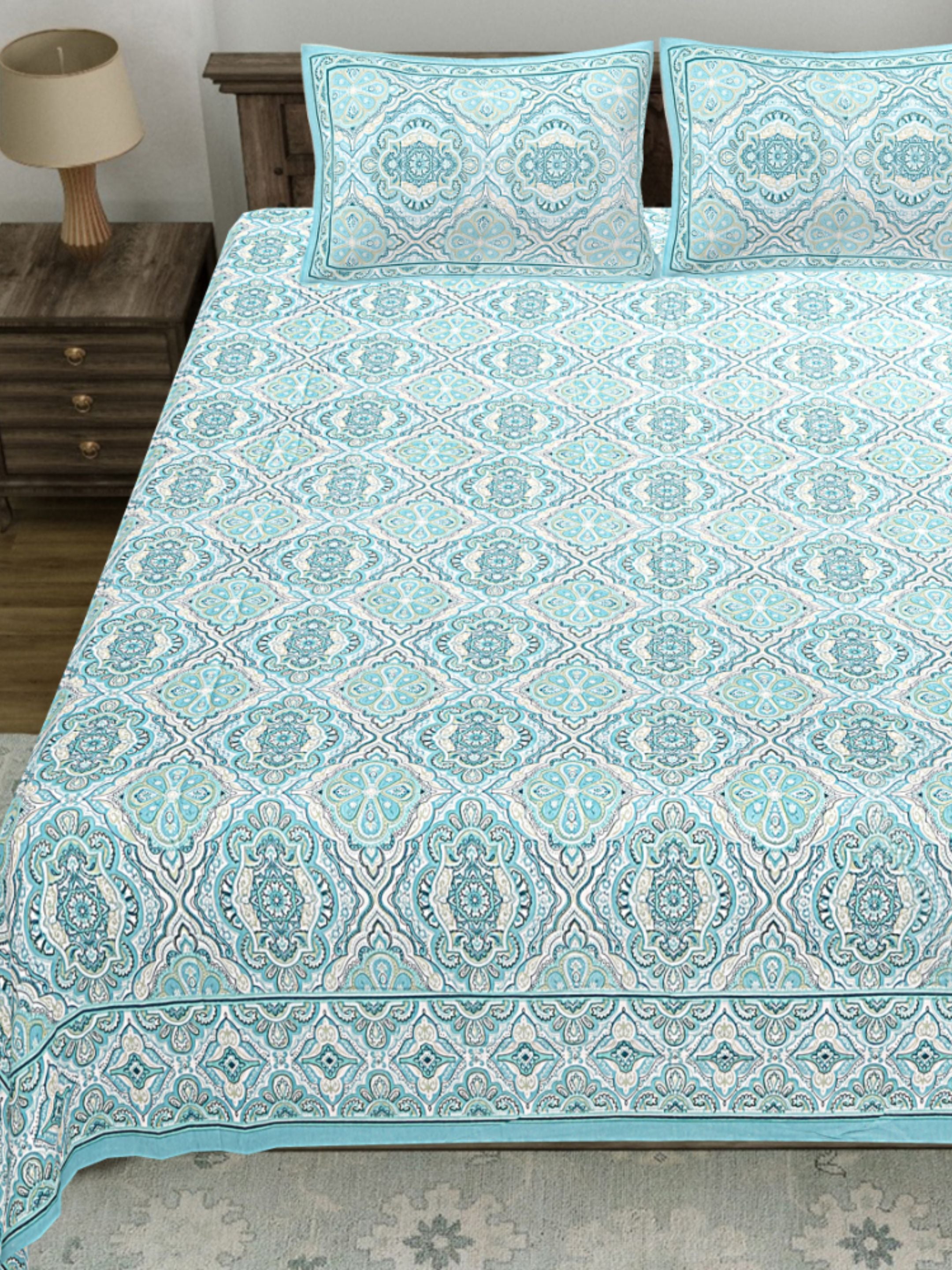 LIVING ROOTS PURE Cotton 1 SUPER King Size Bedsheet (8*8.6 Feet)  with 2 Pillow Cover (03-31-579-C)