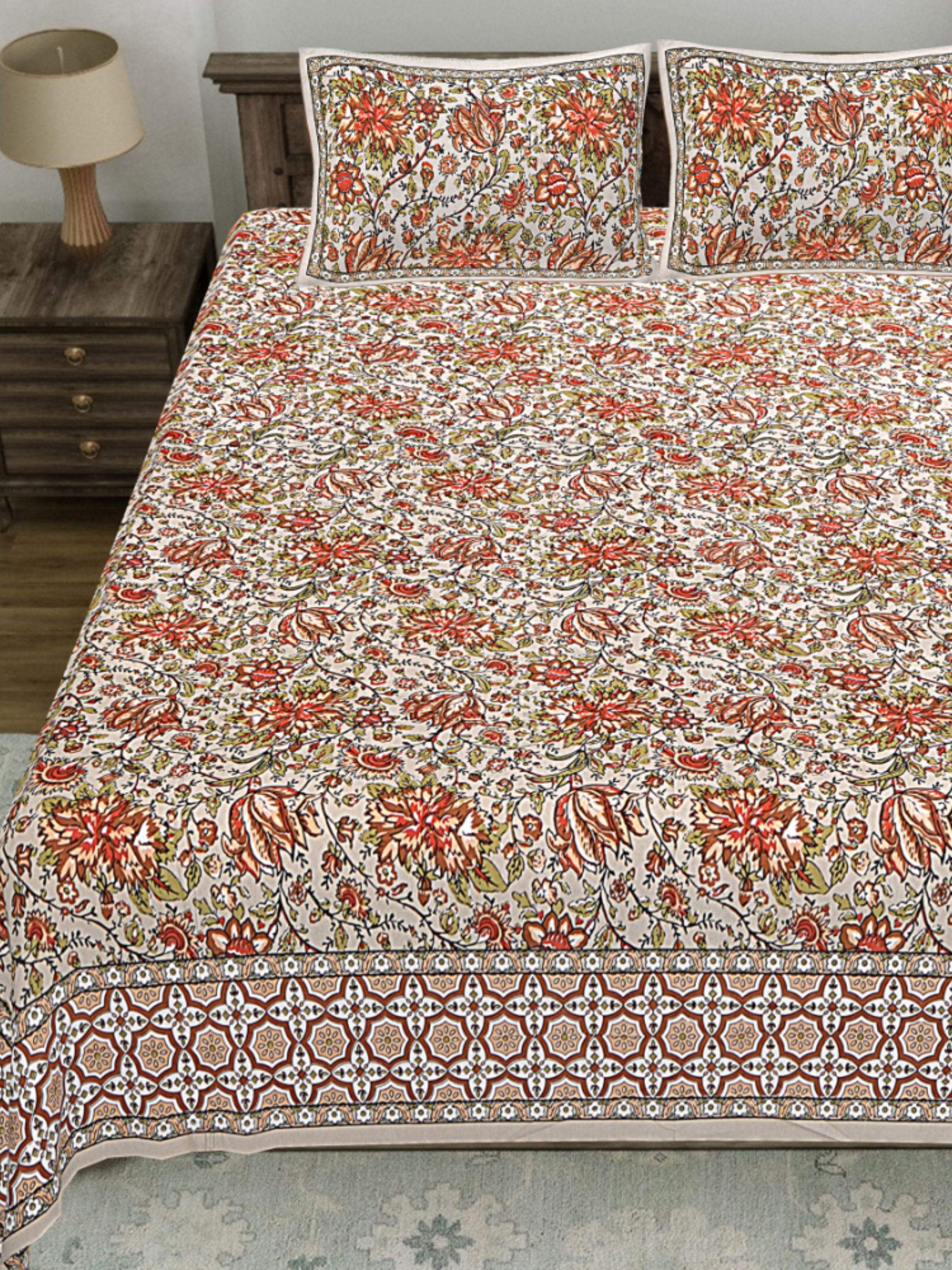LIVING ROOTS PURE Cotton 1 SUPER King Size Bedsheet (8*8.6 Feet)  with 2 Pillow Cover (03-31-580-A)