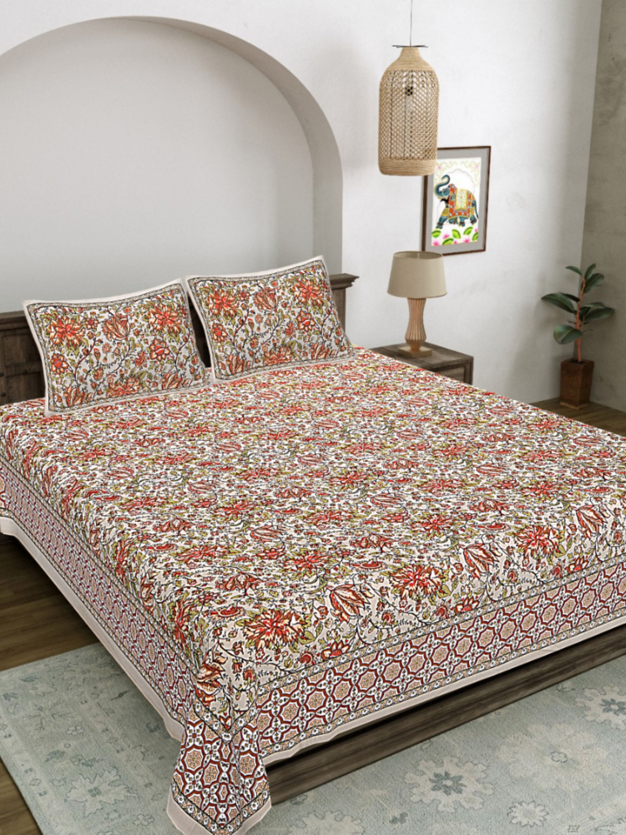LIVING ROOTS PURE Cotton 1 SUPER King Size Bedsheet (8*8.6 Feet)  with 2 Pillow Cover (03-31-580-A)