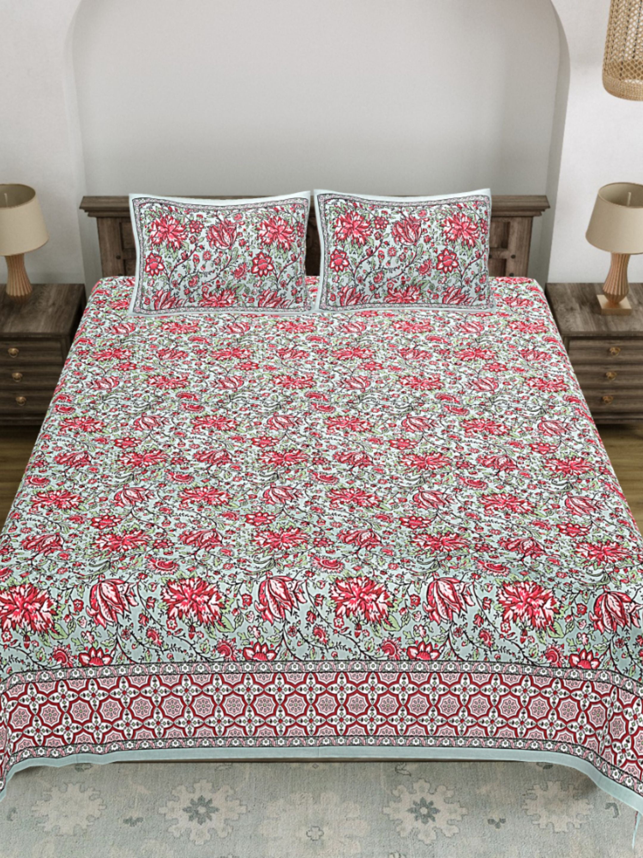 LIVING ROOTS PURE Cotton 1 SUPER King Size Bedsheet (8*8.6 Feet)  with 2 Pillow Cover (03-31-580-B)