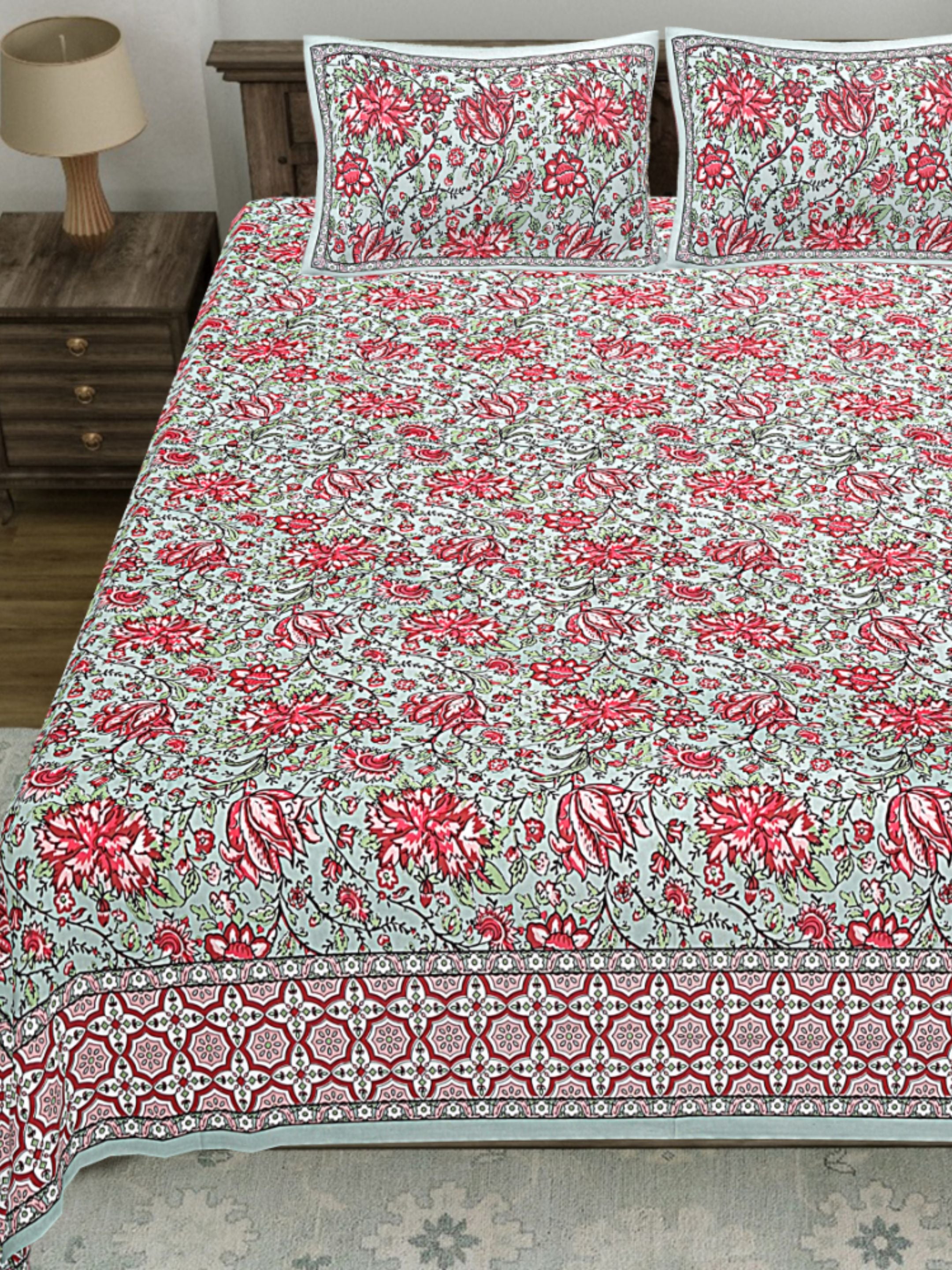 LIVING ROOTS PURE Cotton 1 SUPER King Size Bedsheet (8*8.6 Feet)  with 2 Pillow Cover (03-31-580-B)