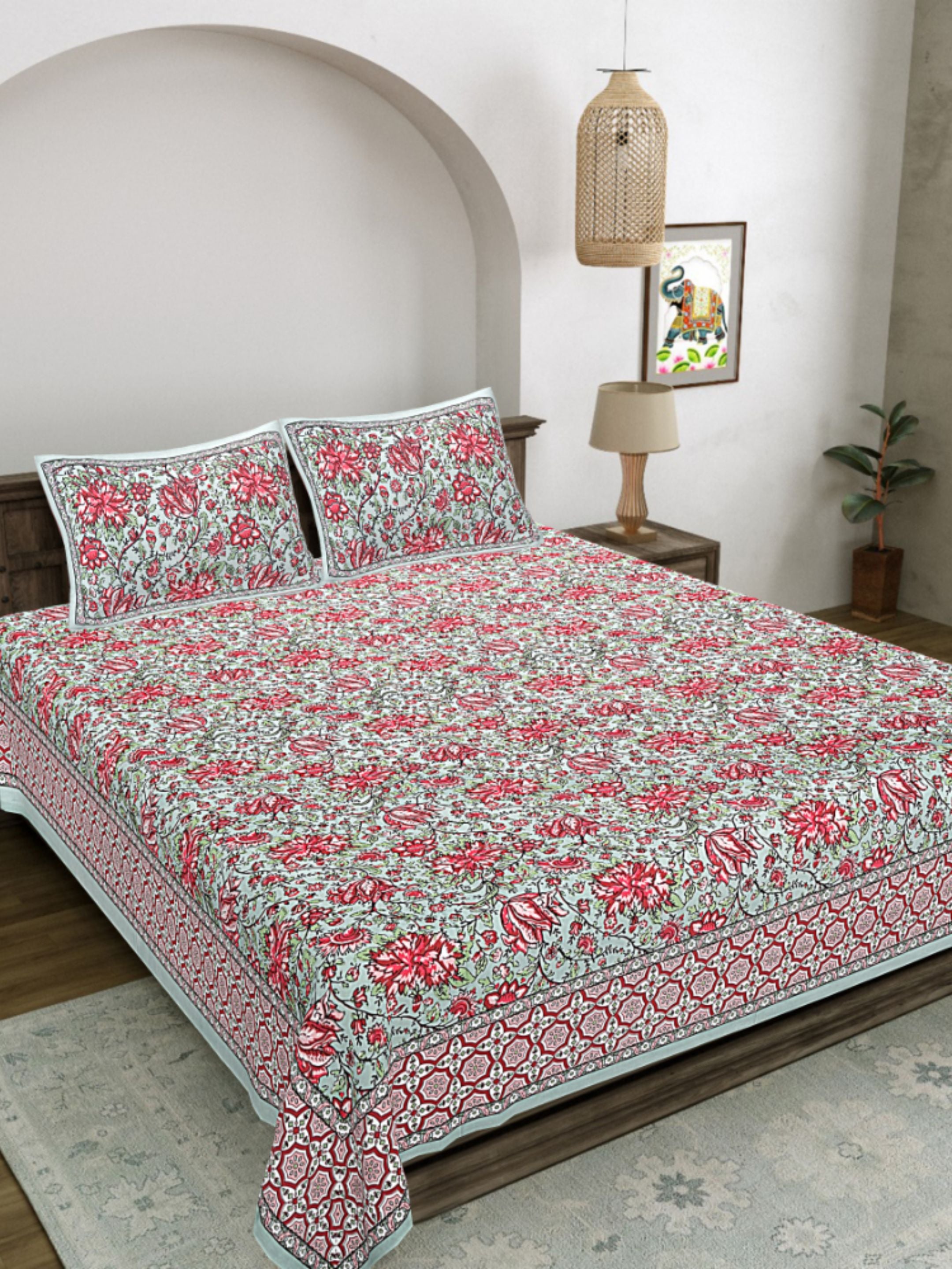 LIVING ROOTS PURE Cotton 1 SUPER King Size Bedsheet (8*8.6 Feet)  with 2 Pillow Cover (03-31-580-B)