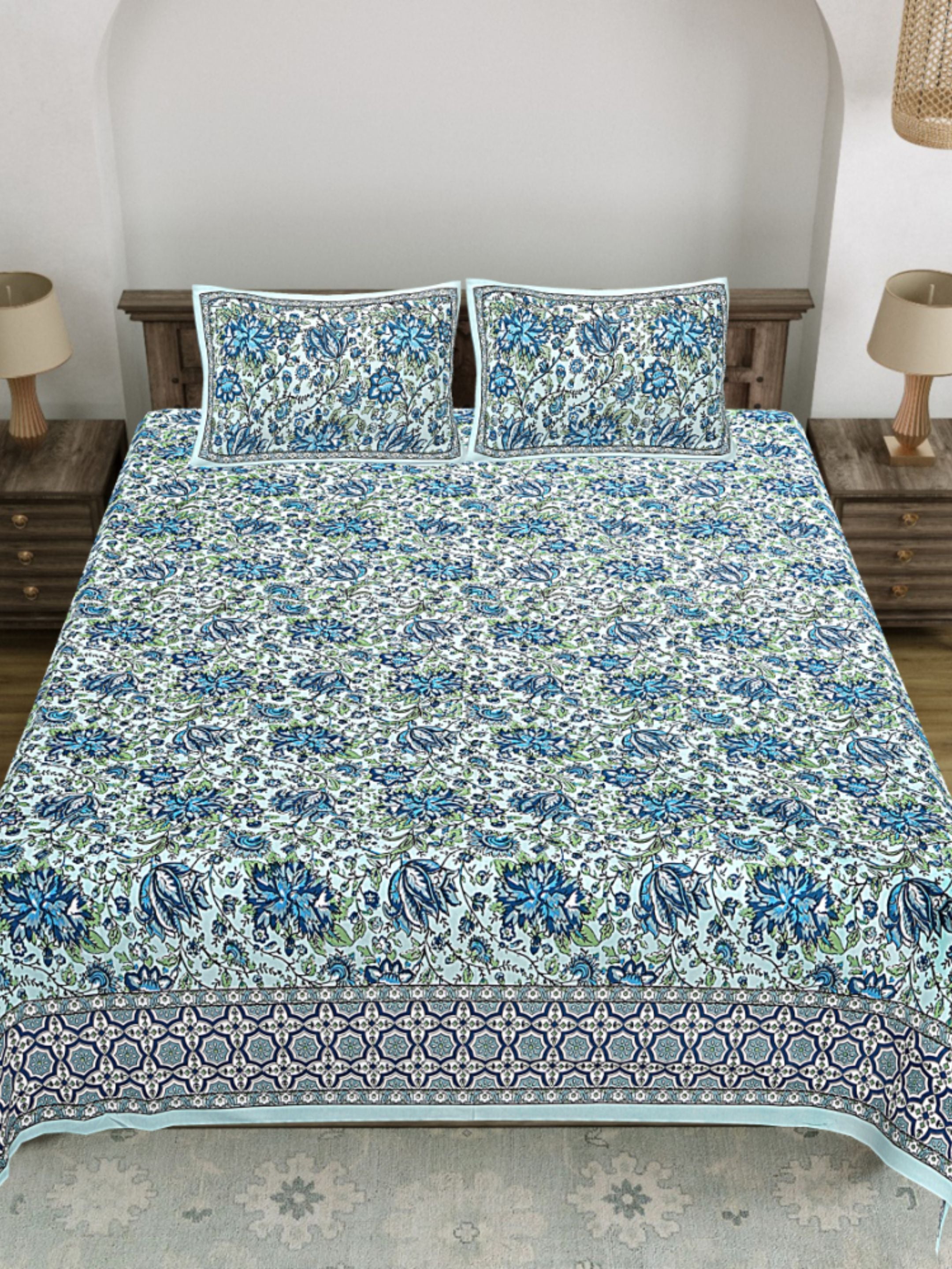 LIVING ROOTS PURE Cotton 1 SUPER King Size Bedsheet (8*8.6 Feet)  with 2 Pillow Cover (03-31-580-C)