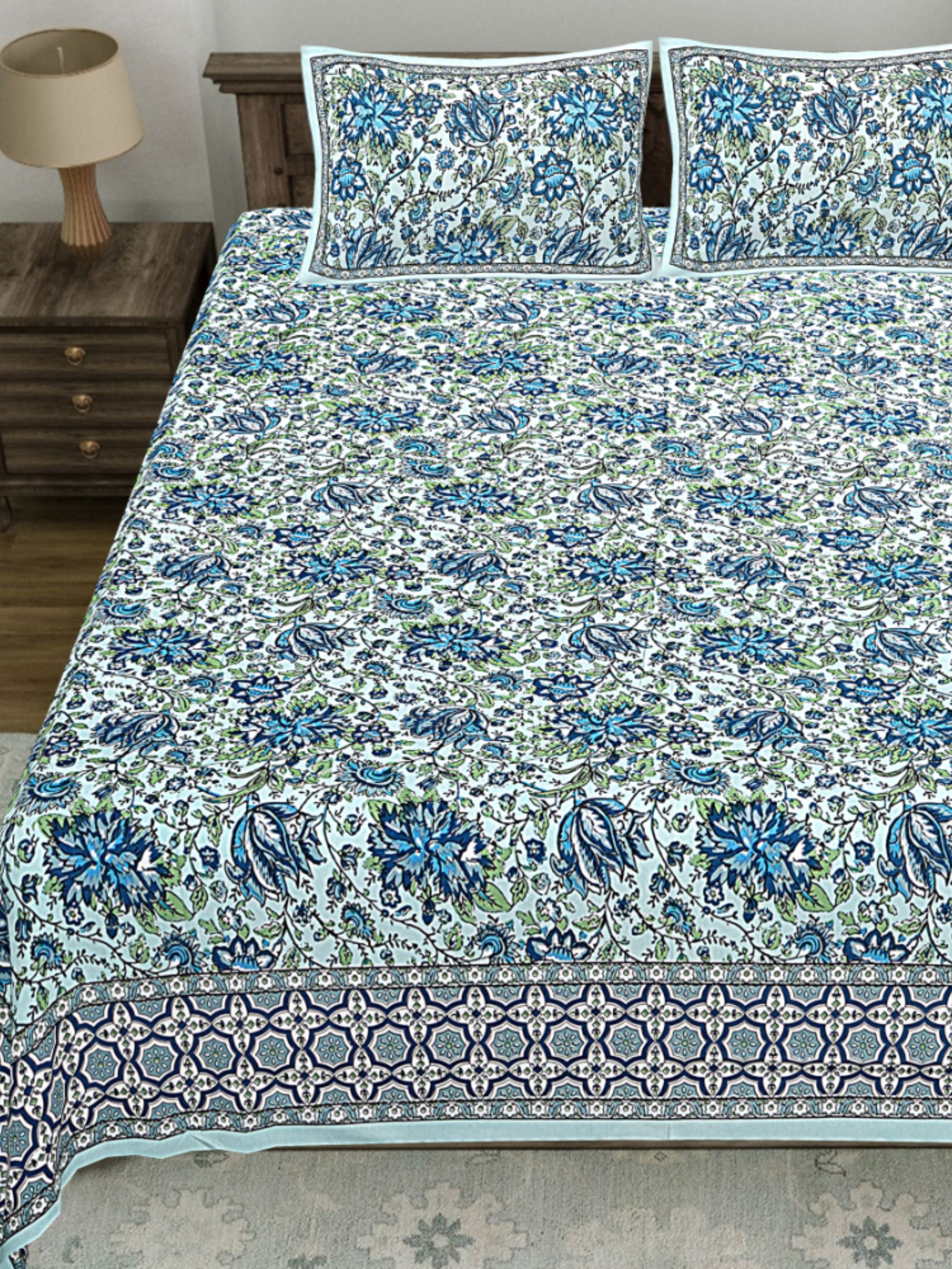 LIVING ROOTS PURE Cotton 1 SUPER King Size Bedsheet (8*8.6 Feet)  with 2 Pillow Cover (03-31-580-C)