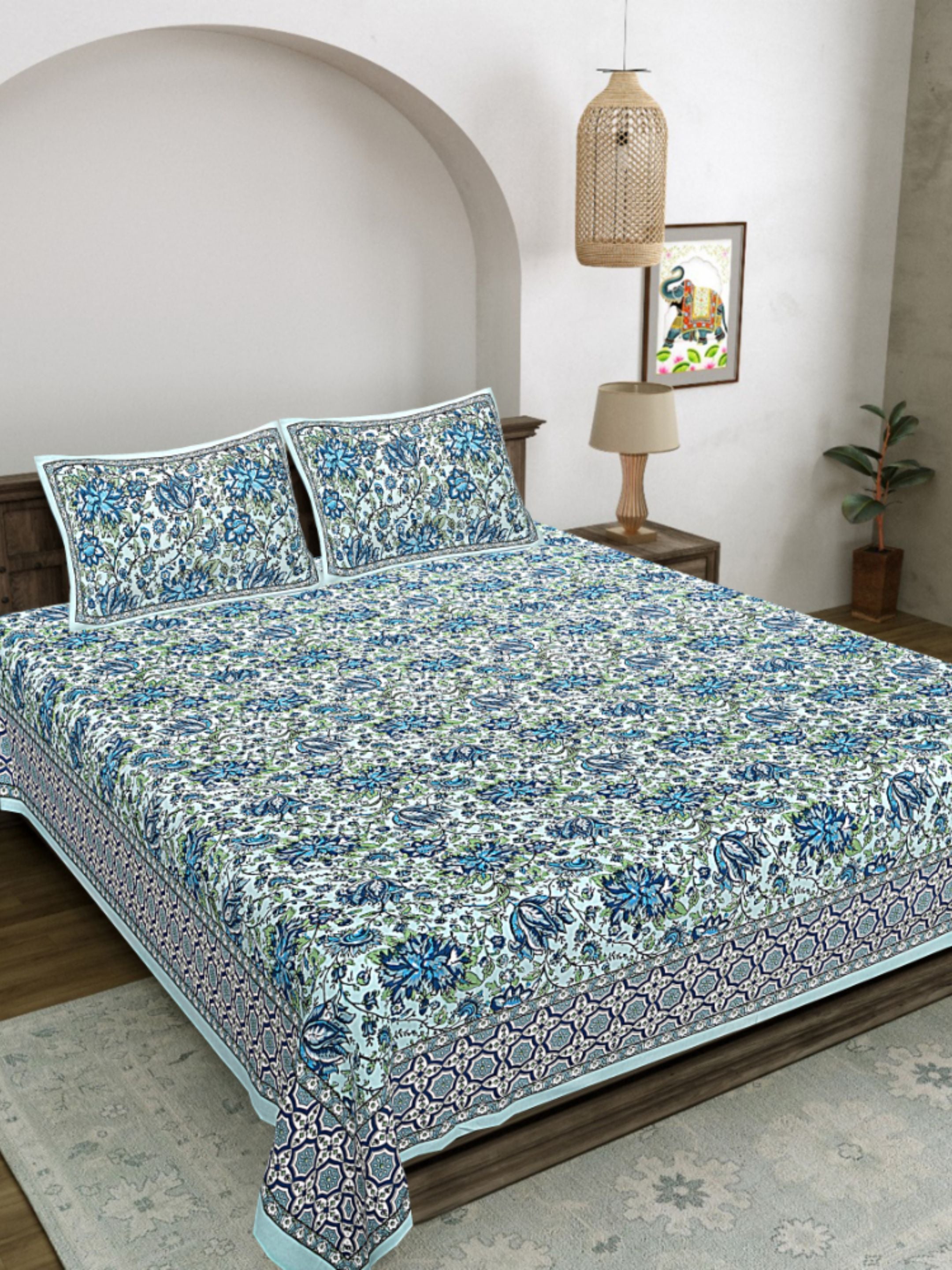 LIVING ROOTS PURE Cotton 1 SUPER King Size Bedsheet (8*8.6 Feet)  with 2 Pillow Cover (03-31-580-C)