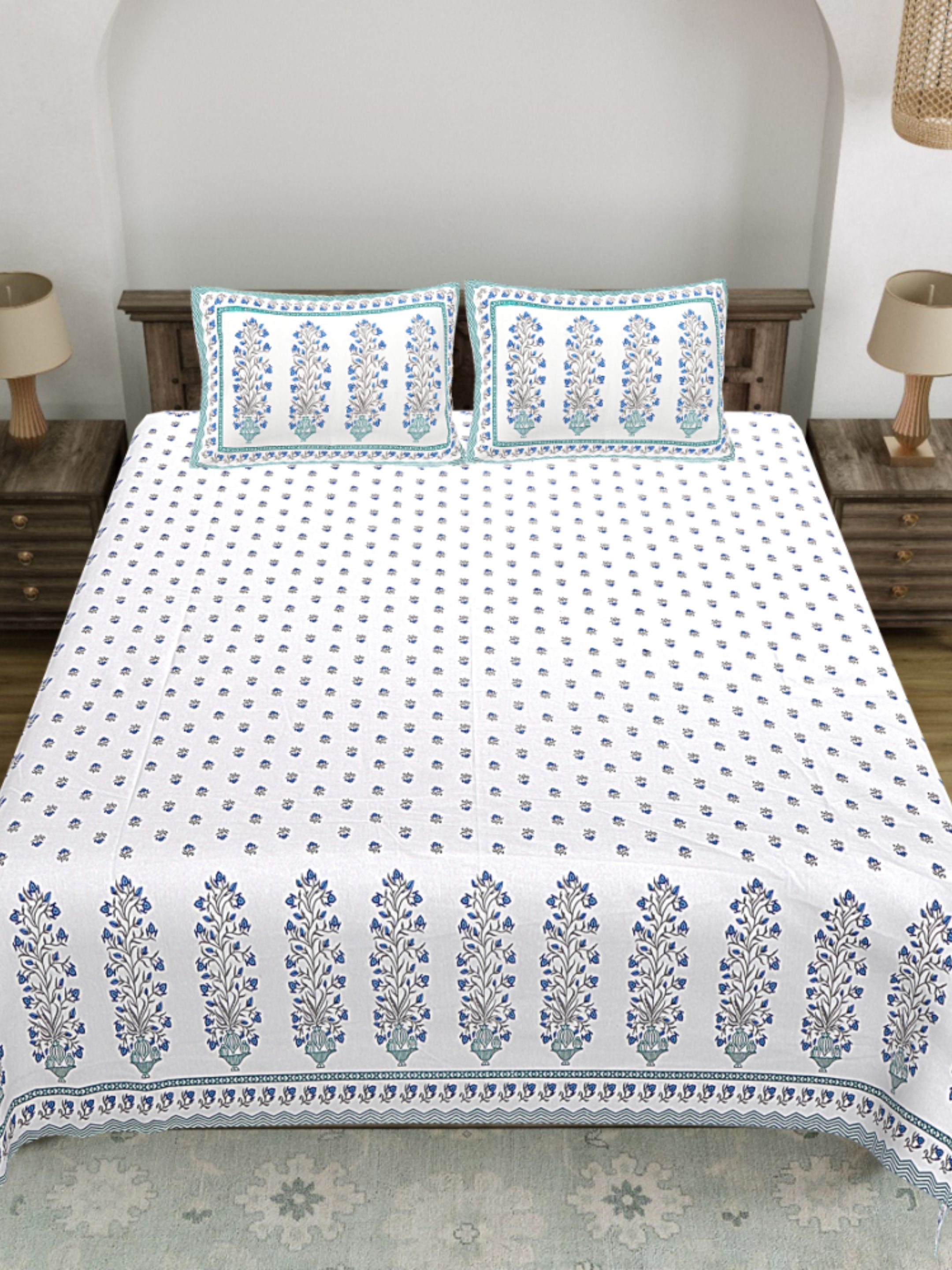 LIVING ROOTS PURE Cotton 1 SUPER King Size Bedsheet (8*8.6 Feet)  with 2 Pillow Cover (03-31-581-A)