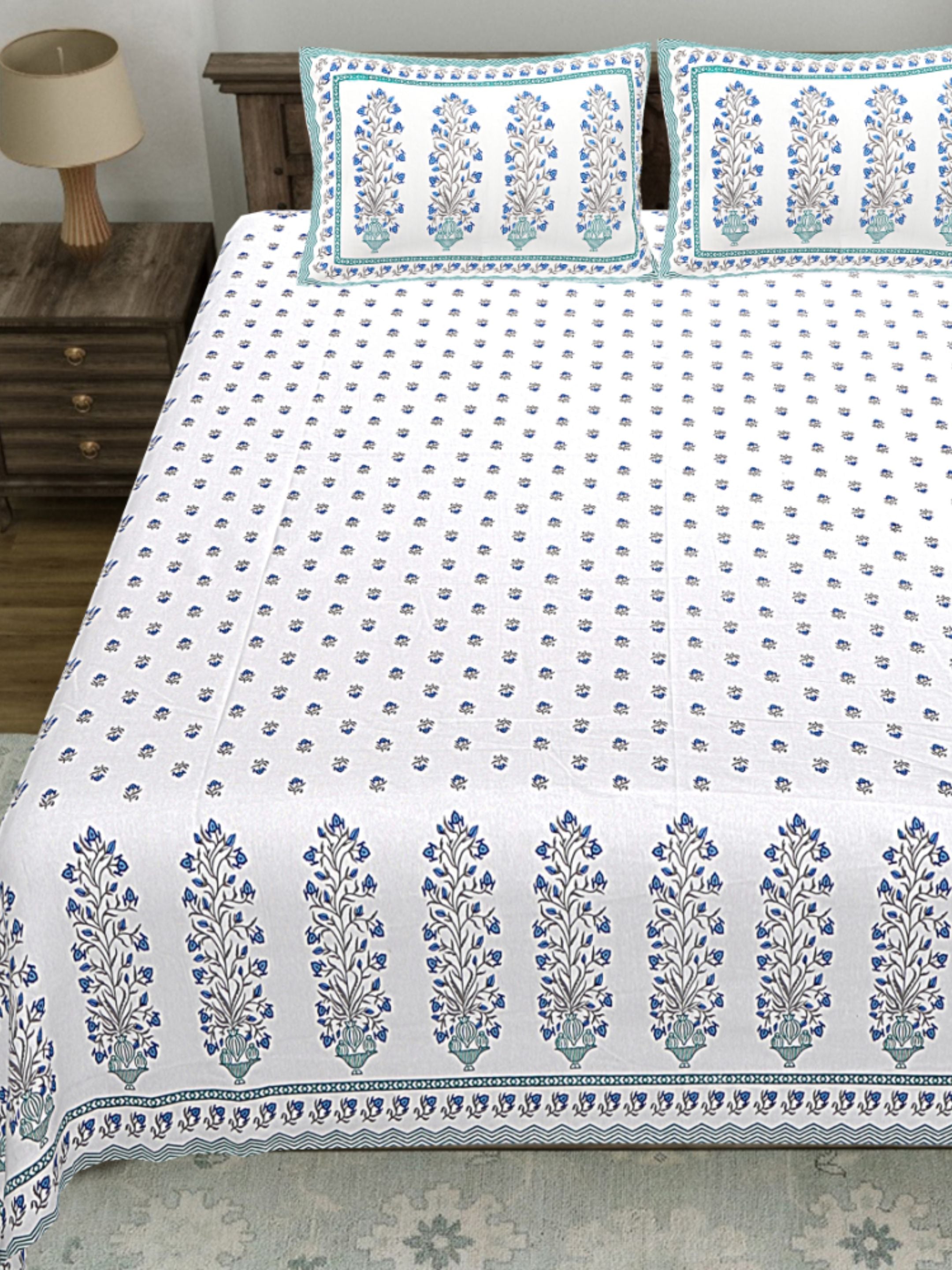 LIVING ROOTS PURE Cotton 1 SUPER King Size Bedsheet (8*8.6 Feet)  with 2 Pillow Cover (03-31-581-A)