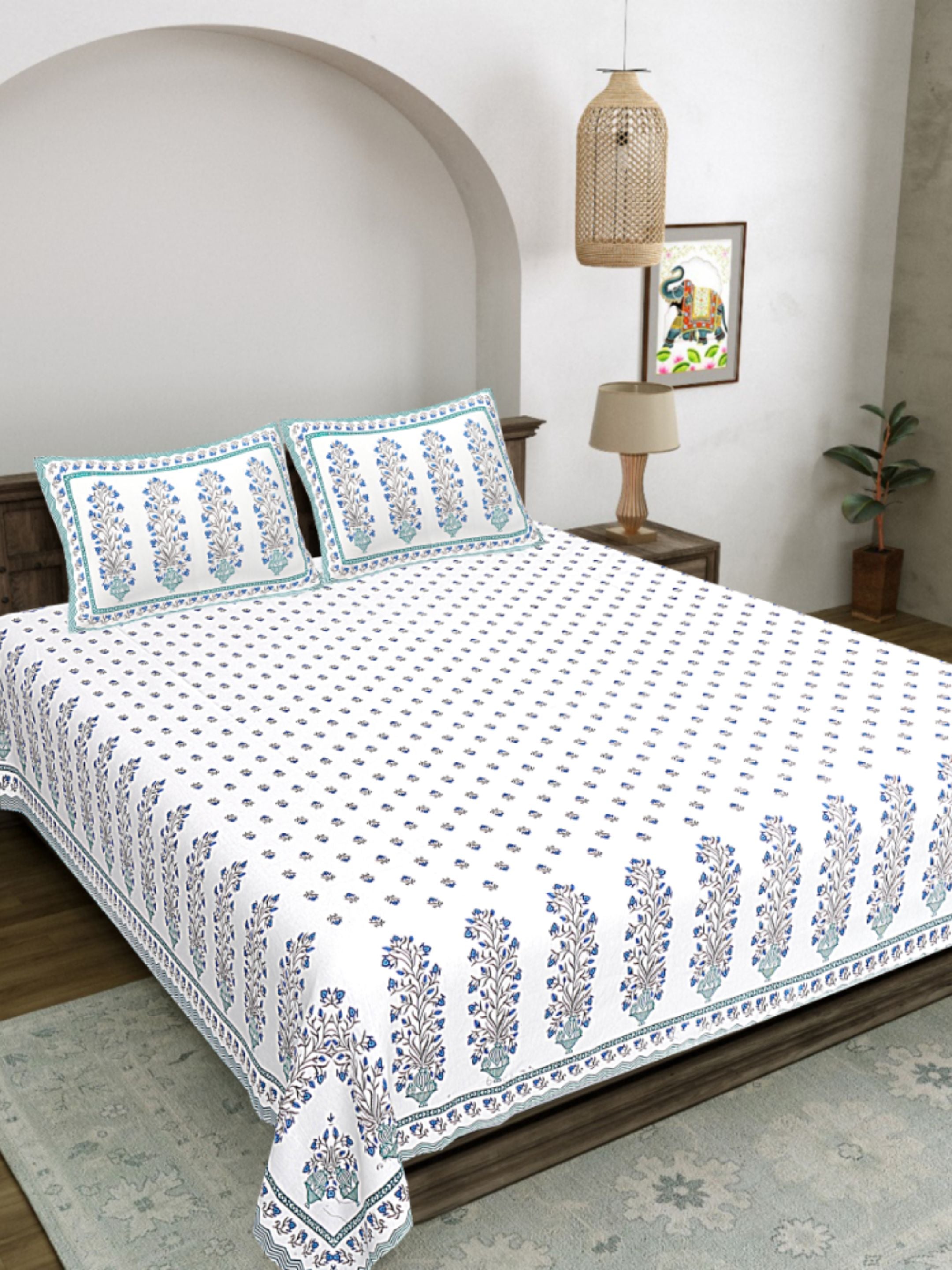 LIVING ROOTS PURE Cotton 1 SUPER King Size Bedsheet (8*8.6 Feet)  with 2 Pillow Cover (03-31-581-A)