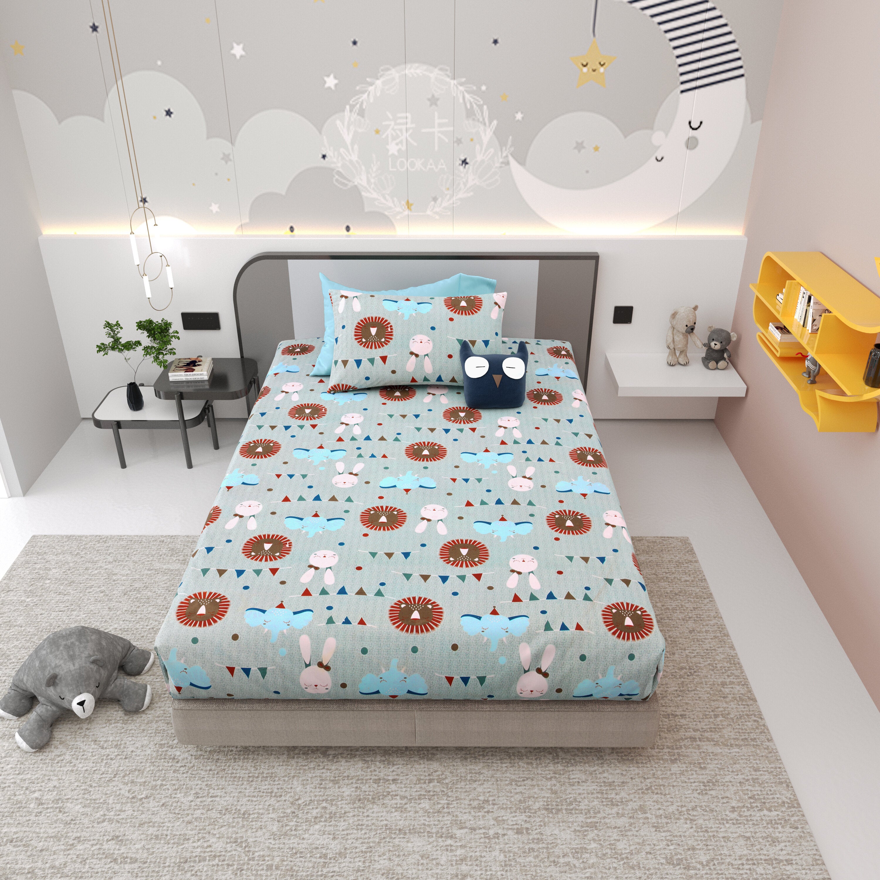 LIVING ROOTS Pure Cotton 1 Single Size Bedsheet 56*86 inches (4.6*7.1 feet ) With 1 Pillow Cover | Rich Fast Colour With No Colour Bleeding | Soft & Skin Friendly (031-A)