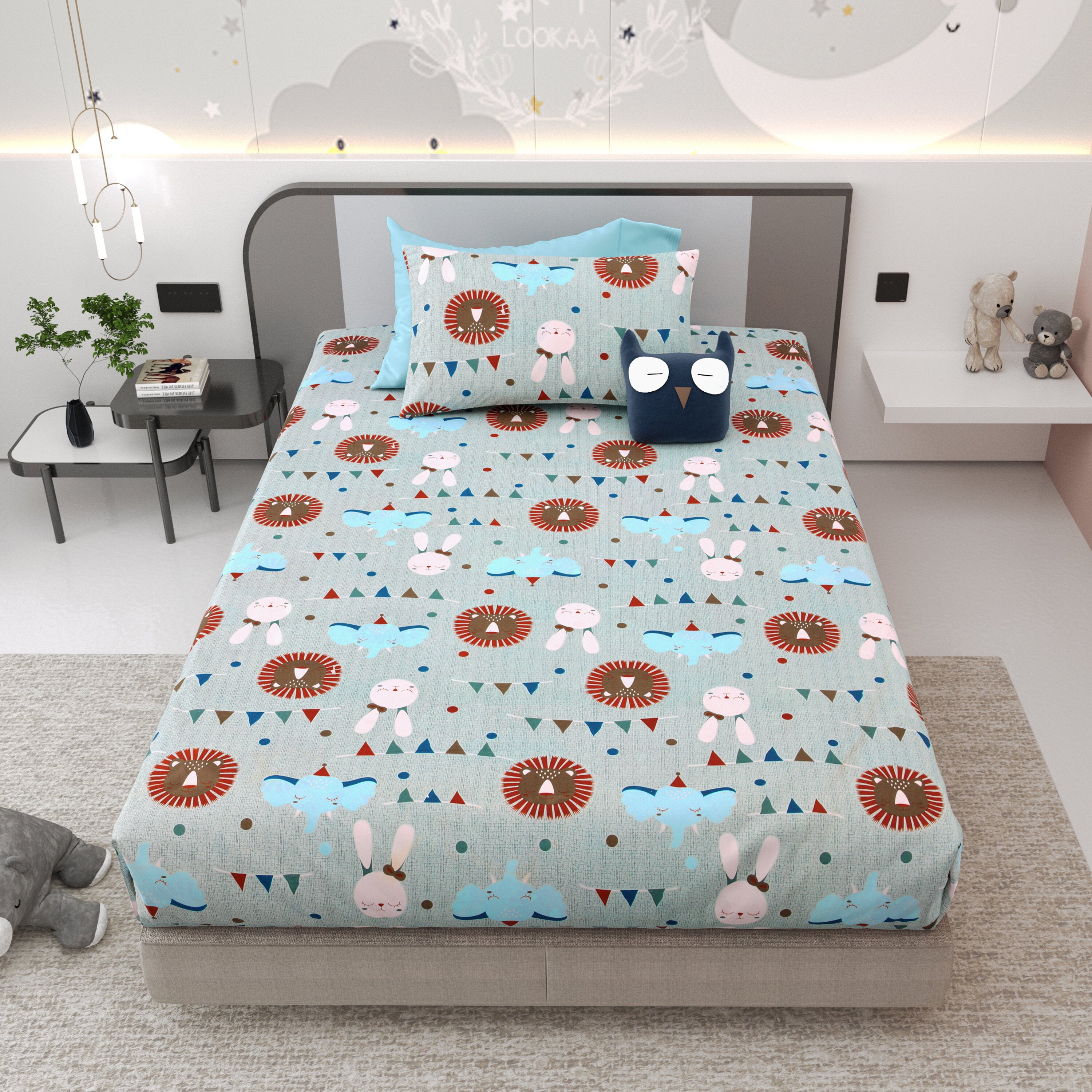 LIVING ROOTS Pure Cotton 1 Single Size Bedsheet 56*86 inches (4.6*7.1 feet ) With 1 Pillow Cover | Rich Fast Colour With No Colour Bleeding | Soft & Skin Friendly (031-A)