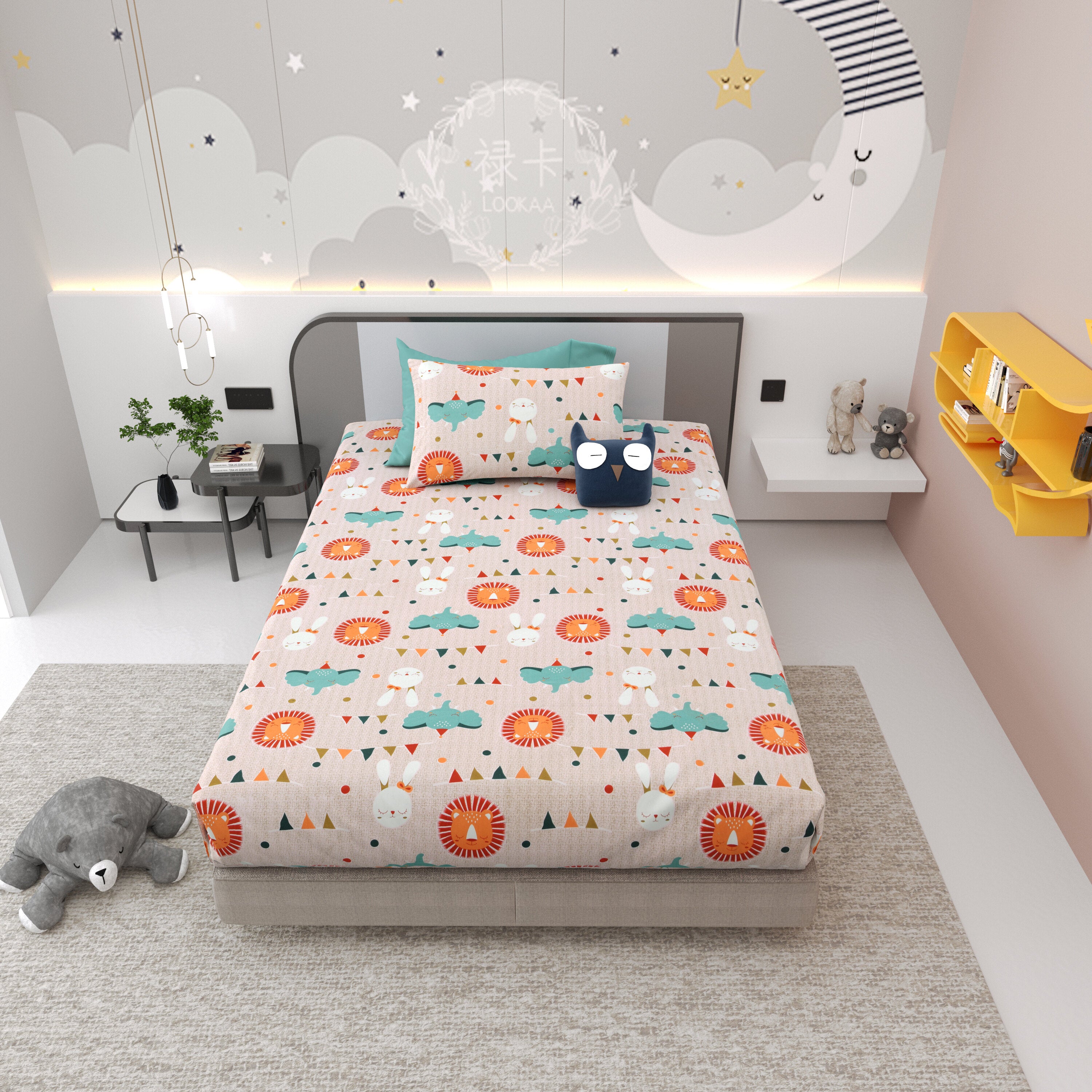 LIVING ROOTS Pure Cotton 1 Single Size Bedsheet 56*86 inches (4.6*7.1 feet ) With 1 Pillow Cover | Rich Fast Colour With No Colour Bleeding | Soft & Skin Friendly (031-B)