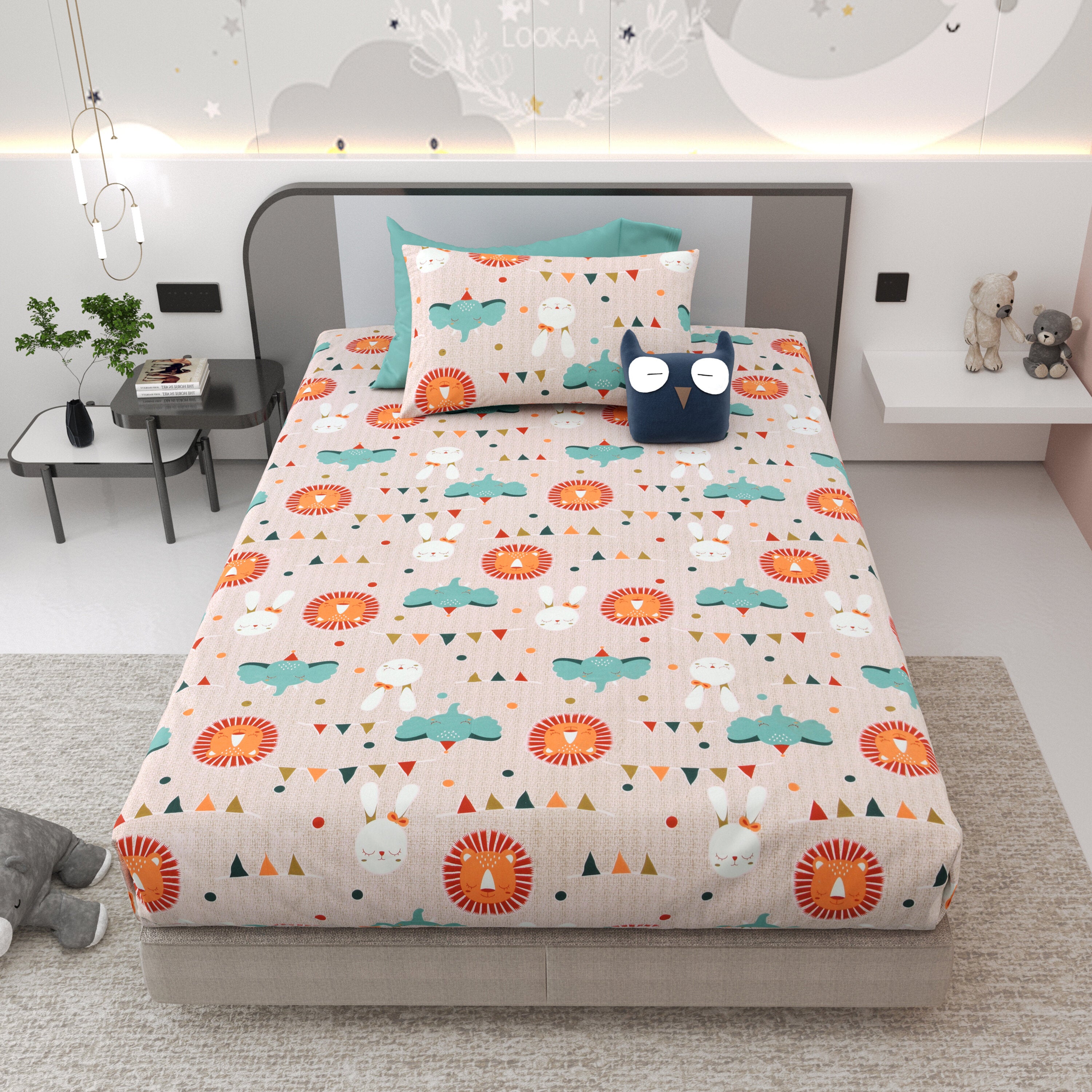 LIVING ROOTS Pure Cotton 1 Single Size Bedsheet 56*86 inches (4.6*7.1 feet ) With 1 Pillow Cover | Rich Fast Colour With No Colour Bleeding | Soft & Skin Friendly (031-B)