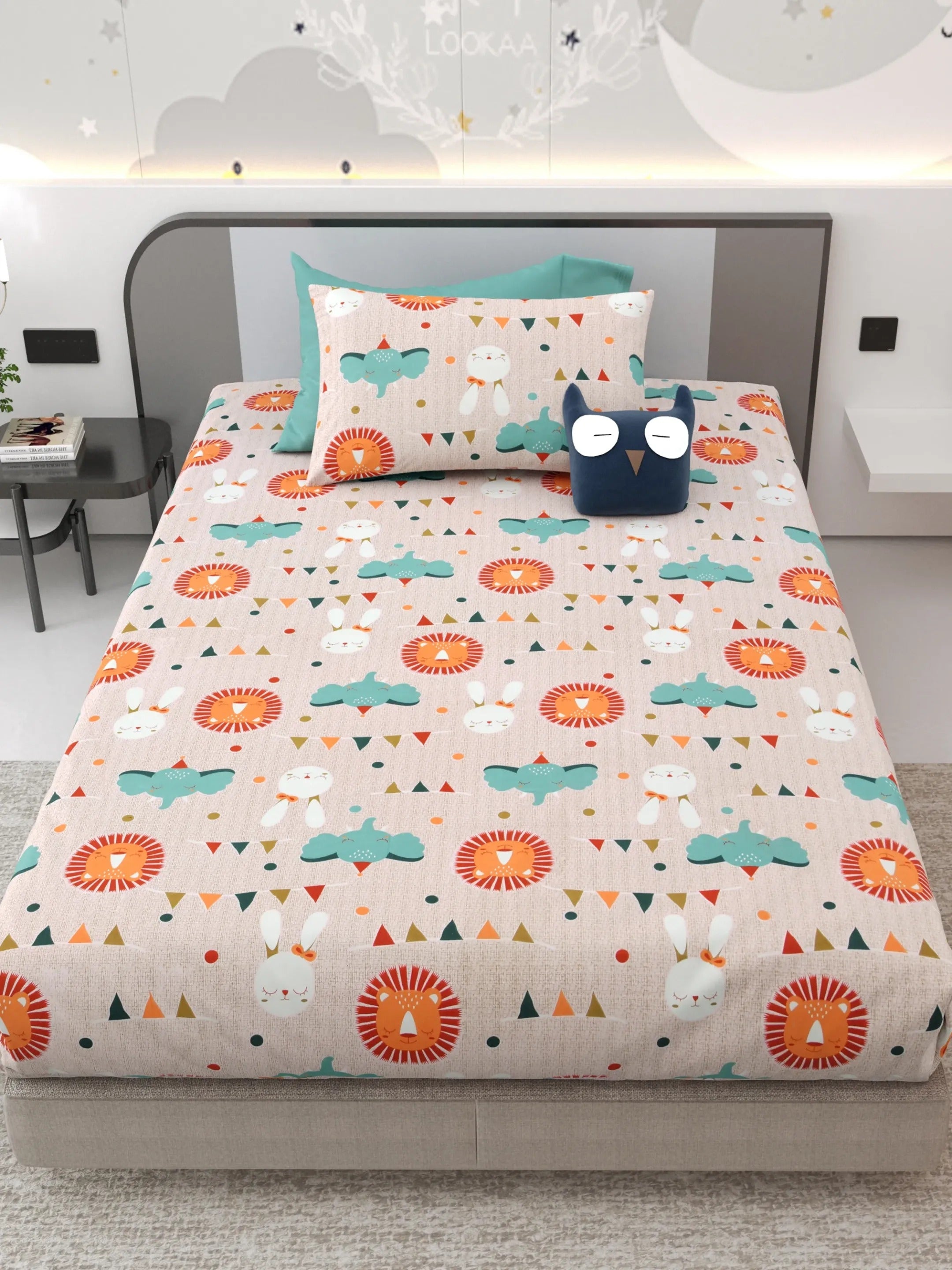 LIVING ROOTS Pure Cotton 1 Single Size Bedsheet 56*86 inches (4.6*7.1 feet ) With 1 Pillow Cover | Rich Fast Colour With No Colour Bleeding | Soft & Skin Friendly (031-B)