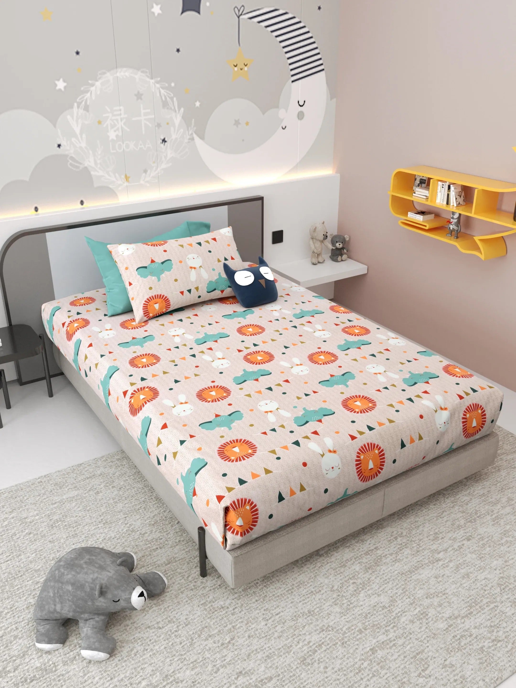 LIVING ROOTS Pure Cotton 1 Single Size Bedsheet 56*86 inches (4.6*7.1 feet ) With 1 Pillow Cover | Rich Fast Colour With No Colour Bleeding | Soft & Skin Friendly (031-B)