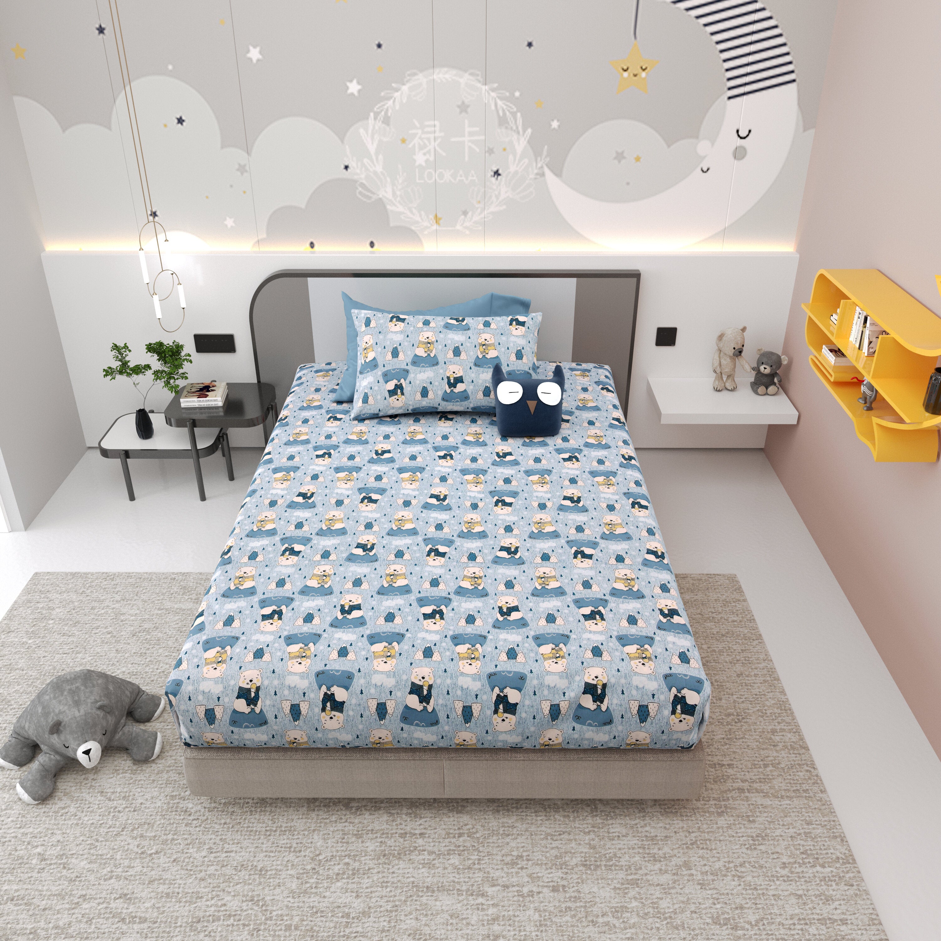 LIVING ROOTS Pure Cotton 1 Single Size Bedsheet 56*86 inches (4.6*7.1 feet ) With 1 Pillow Cover | Rich Fast Colour With No Colour Bleeding | Soft & Skin Friendly (032-A)